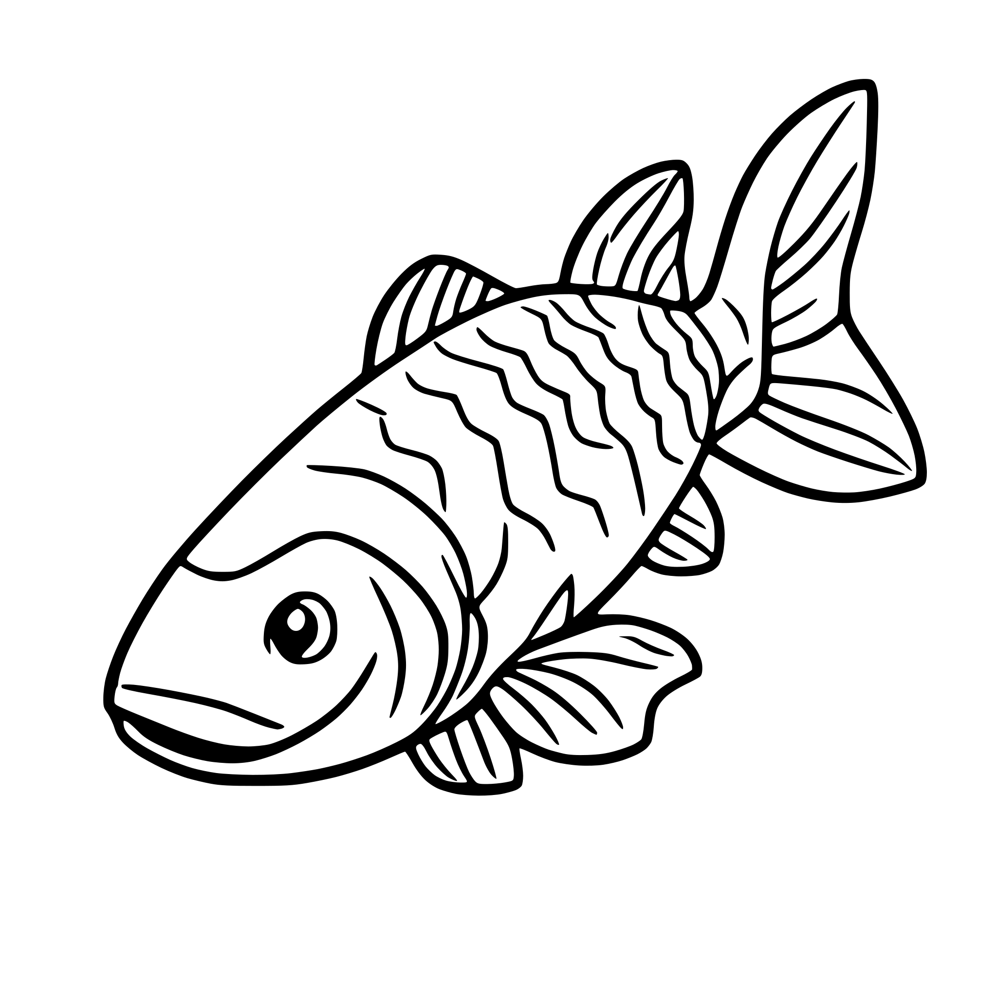 AI-generated SVG of a redfish swimming line art