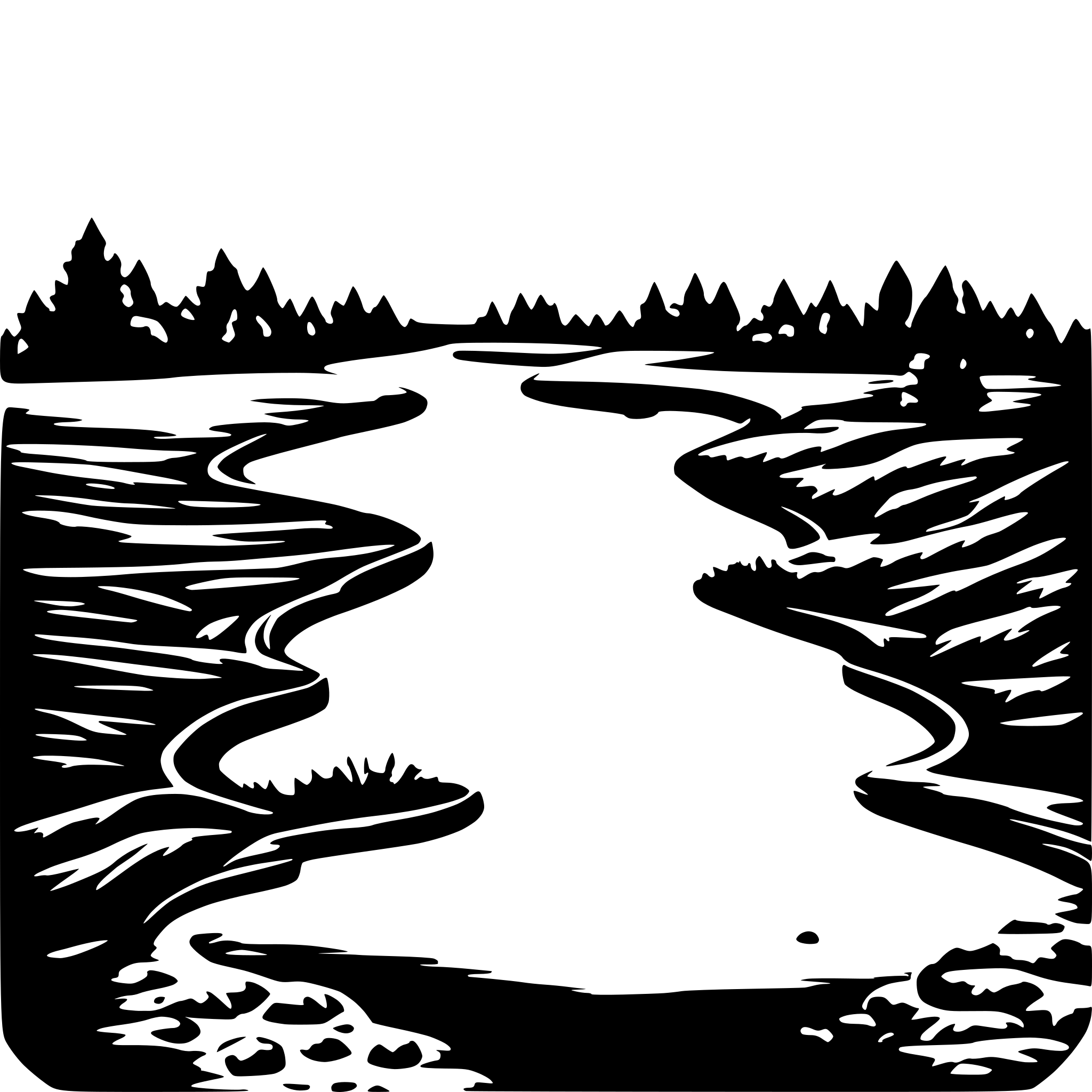 AI-generated SVG of 'A river seen from above with an illustration of the different particles'