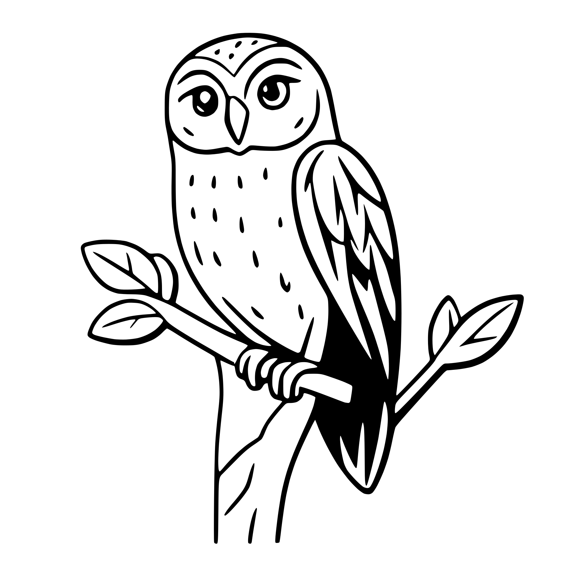 AI-generated SVG of 'owl perched on branch'