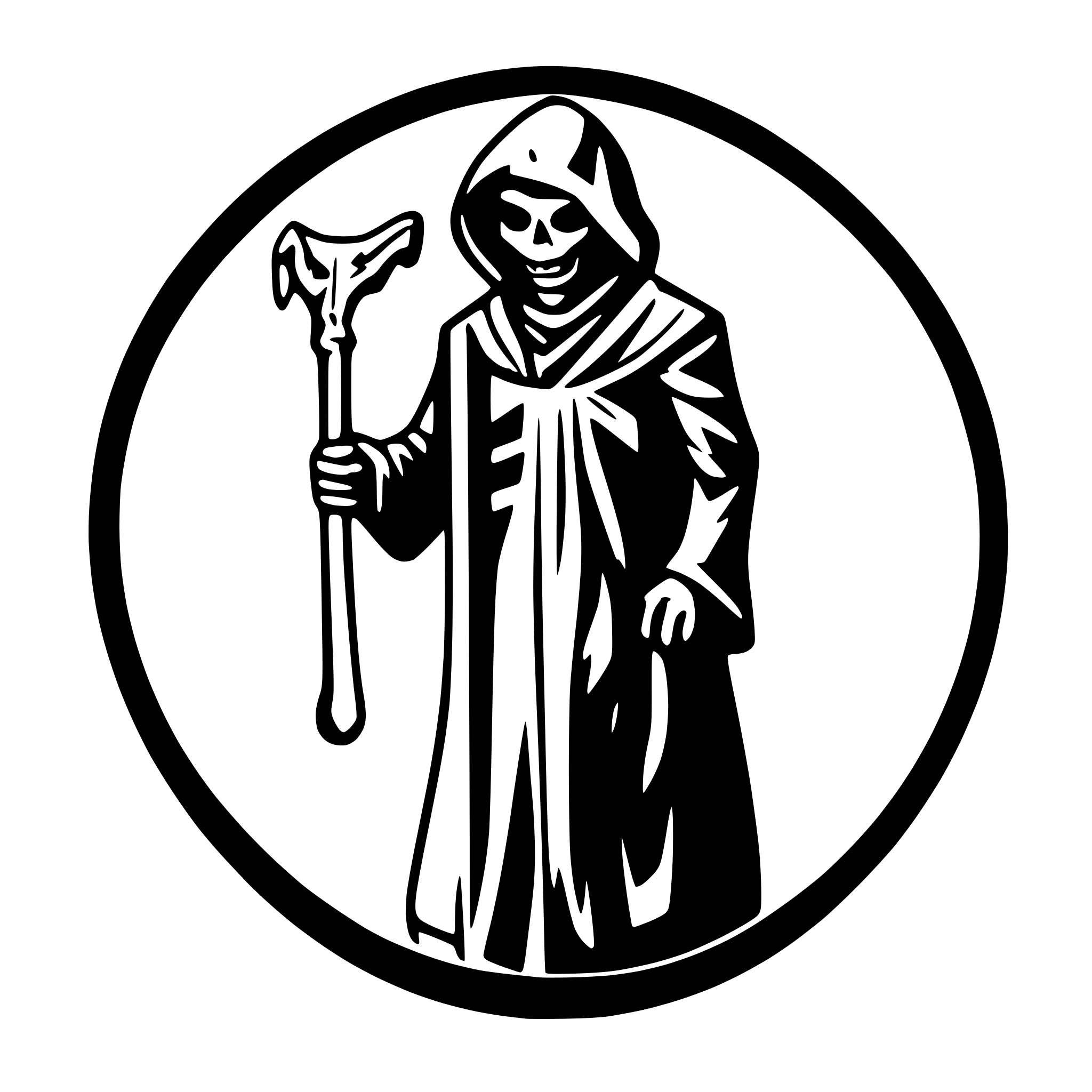 AI-generated SVG of a Black Grim Reaper with two handed scythe