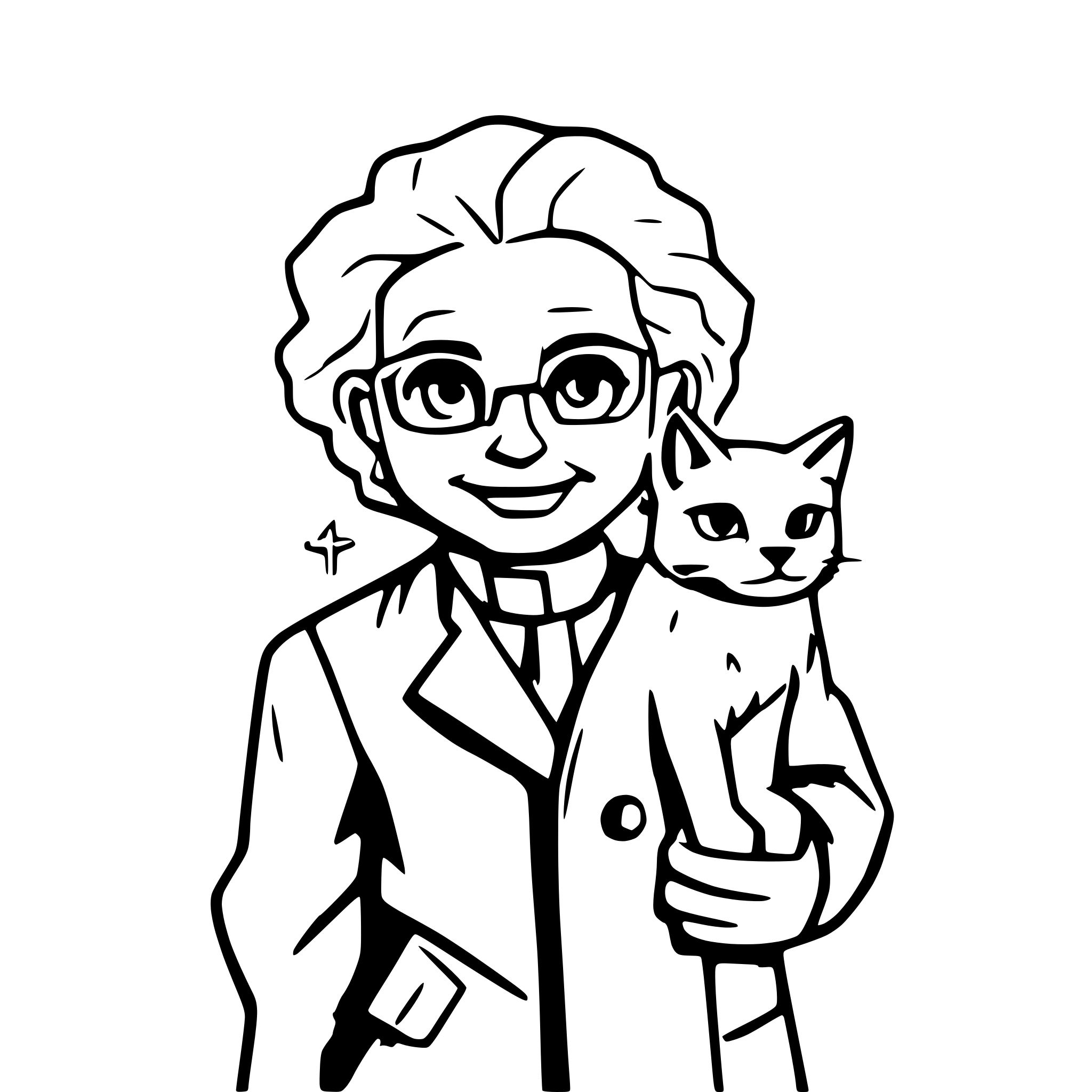AI-generated SVG of a albert einstein with cat on the beach