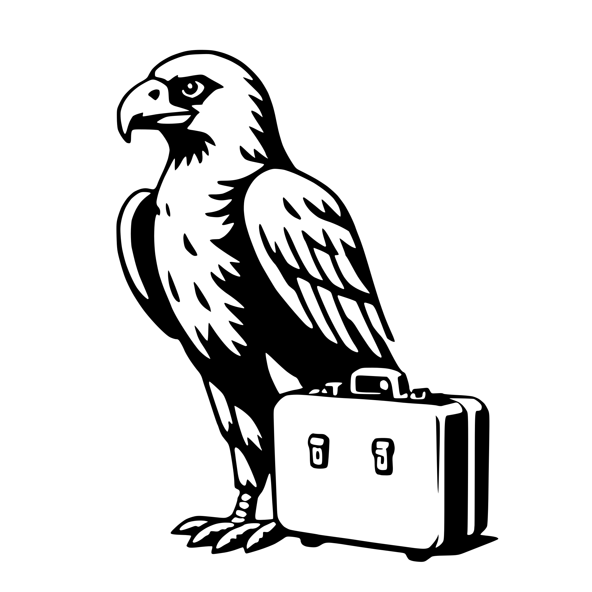 AI-generated SVG of 'eagle with suitcase'
