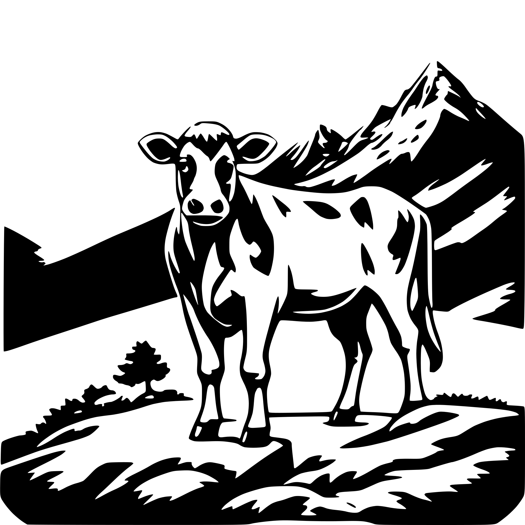 AI-generated SVG of 'swiss cow on a mountain'