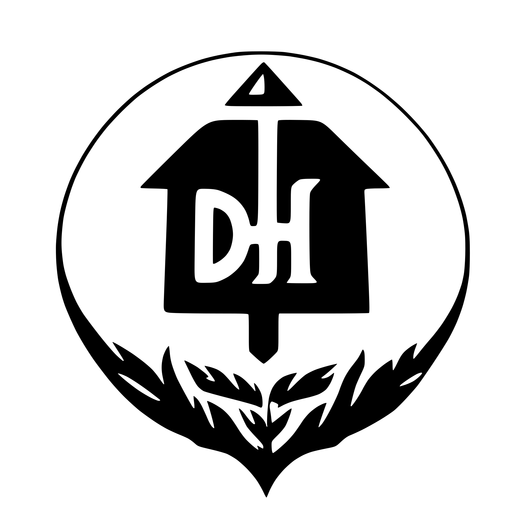AI-generated SVG of a LOGO WITH DH in THE MIDDLE