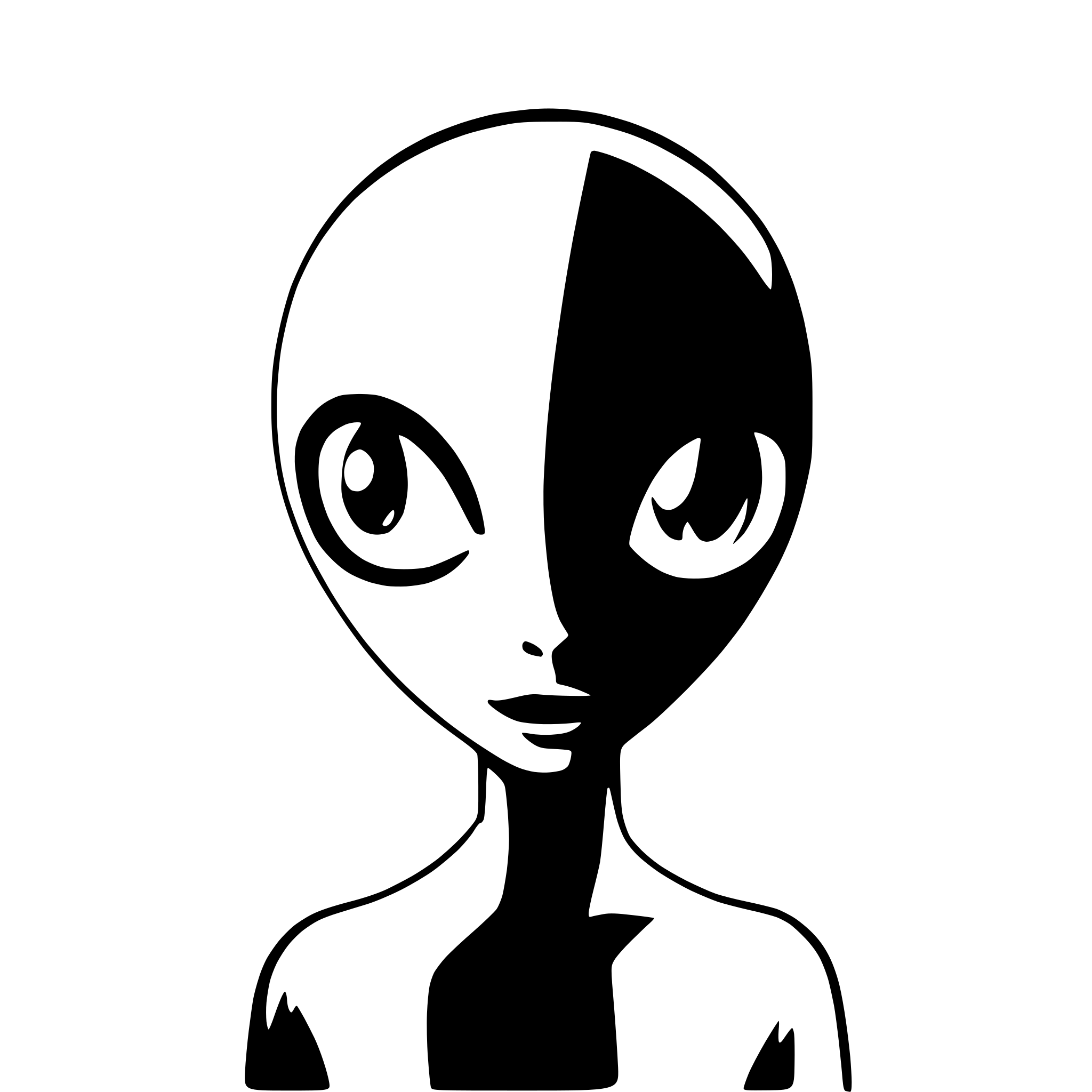 AI-generated SVG of 'alien face with big eyes'