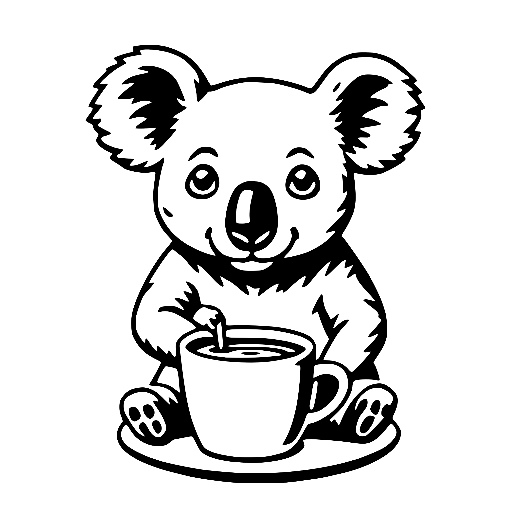 AI-generated SVG of a koala with coffee