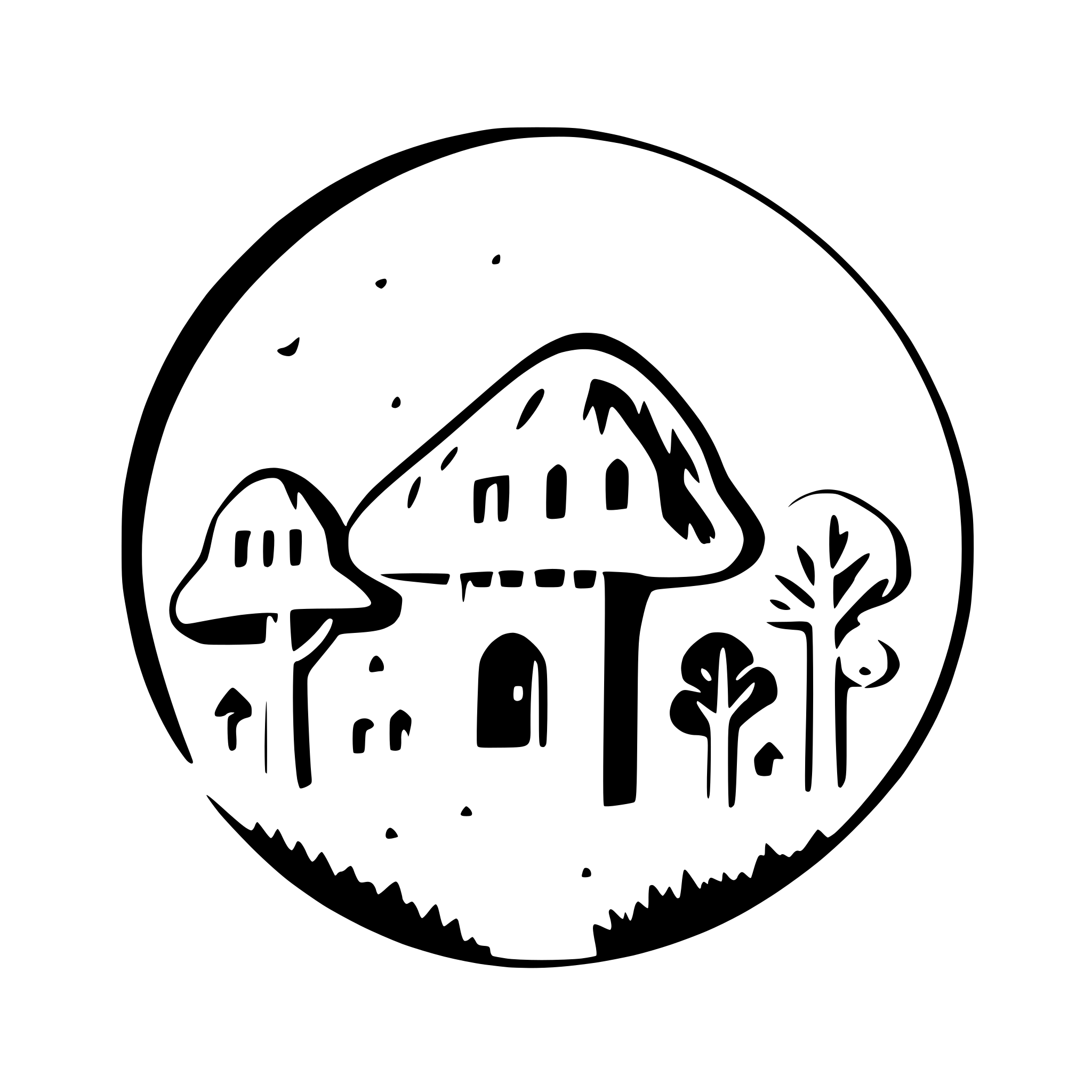 AI-generated SVG of a mushroom houses in a forest