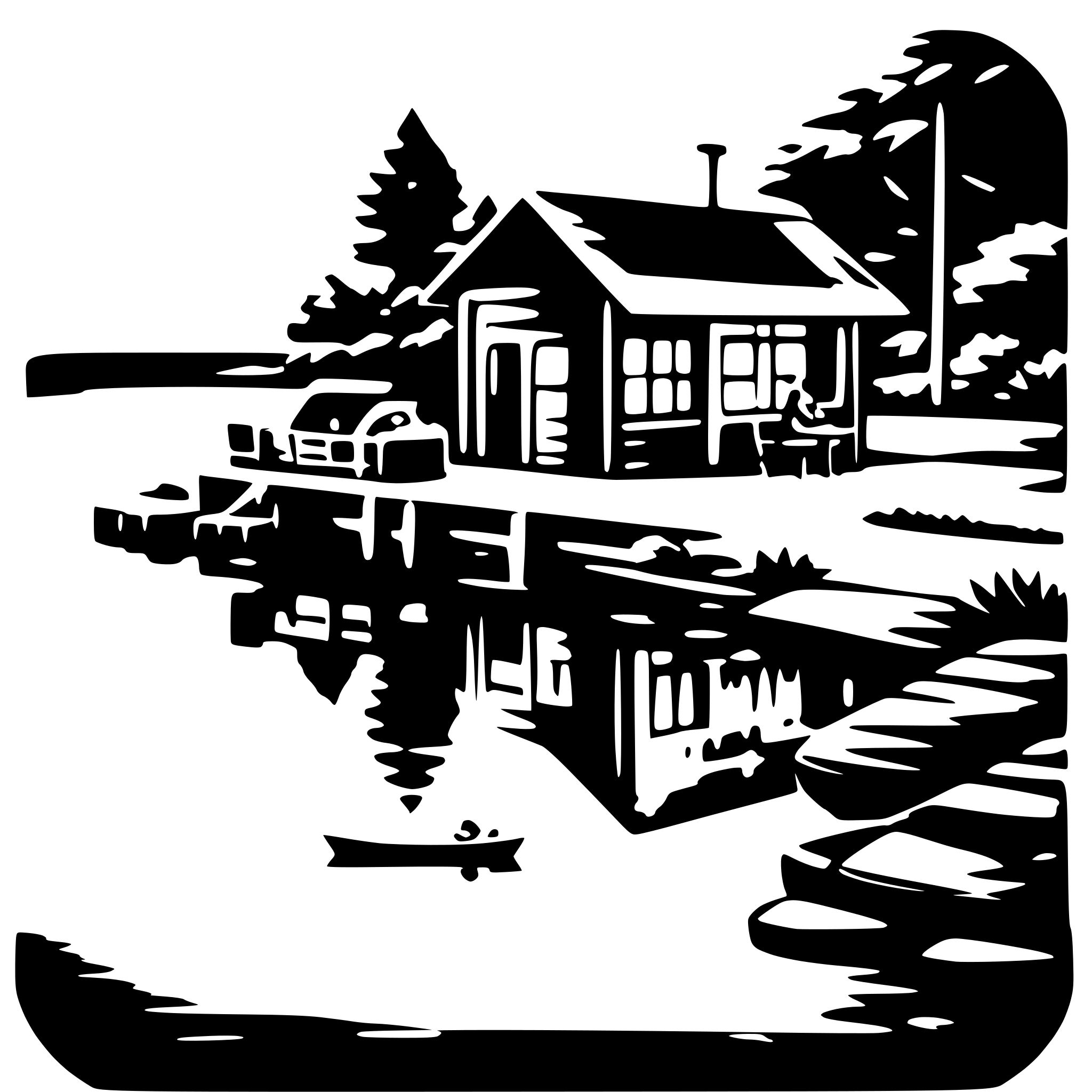 AI-generated SVG of a A baitshop alongside a lake, minimalistic