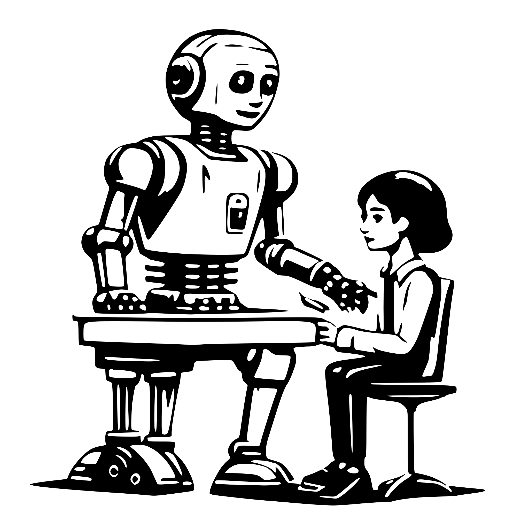 AI-generated SVG of a A ai robot is teacher teaching a man