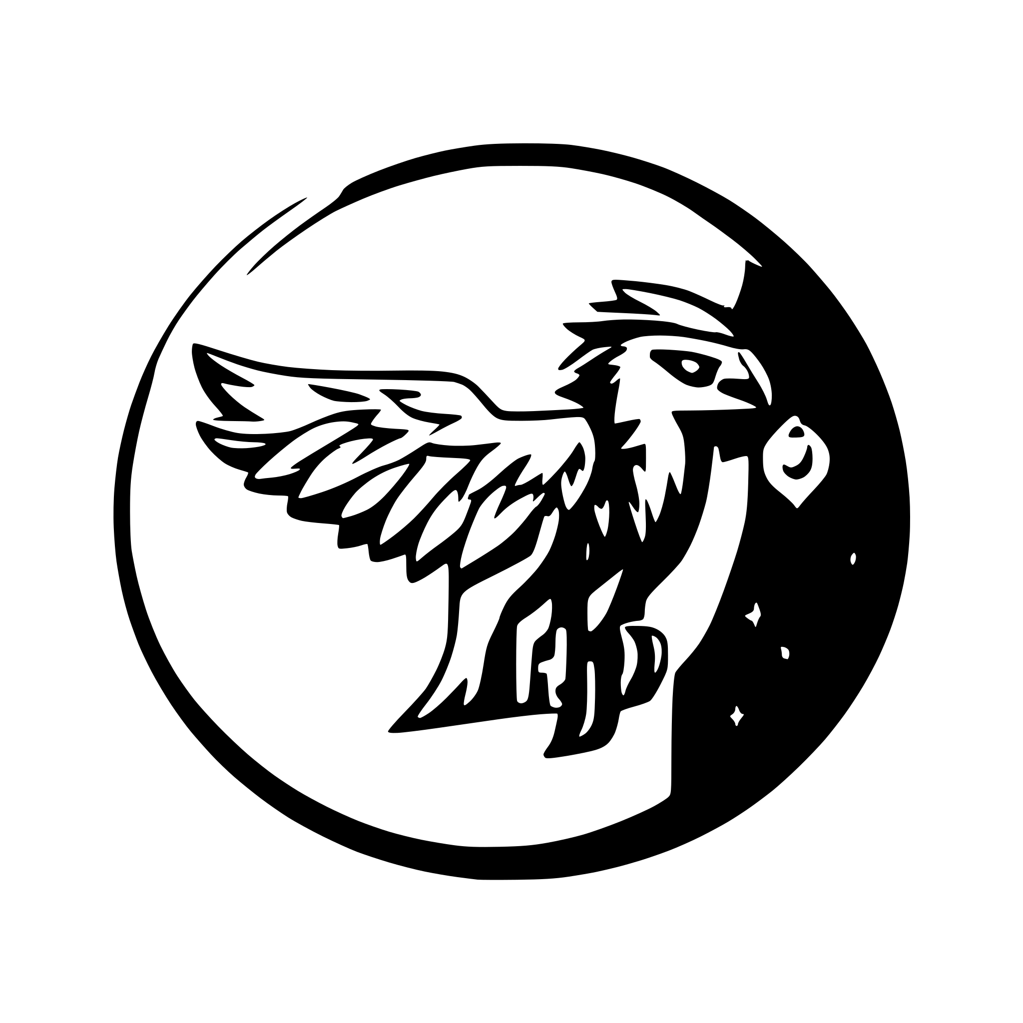 AI-generated SVG of a circular black and white logo of a falcon with a christmas background