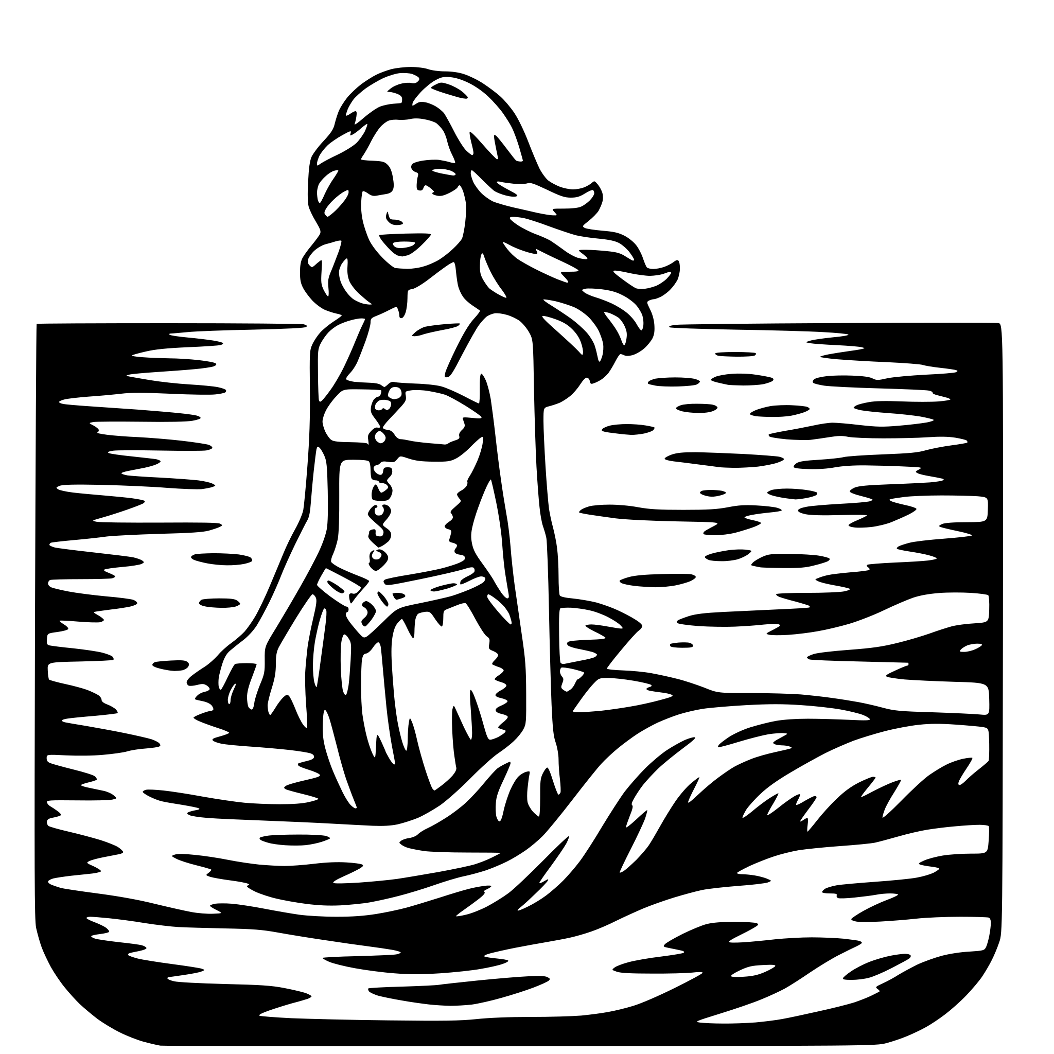 AI-generated SVG of 'mermaid and waves'
