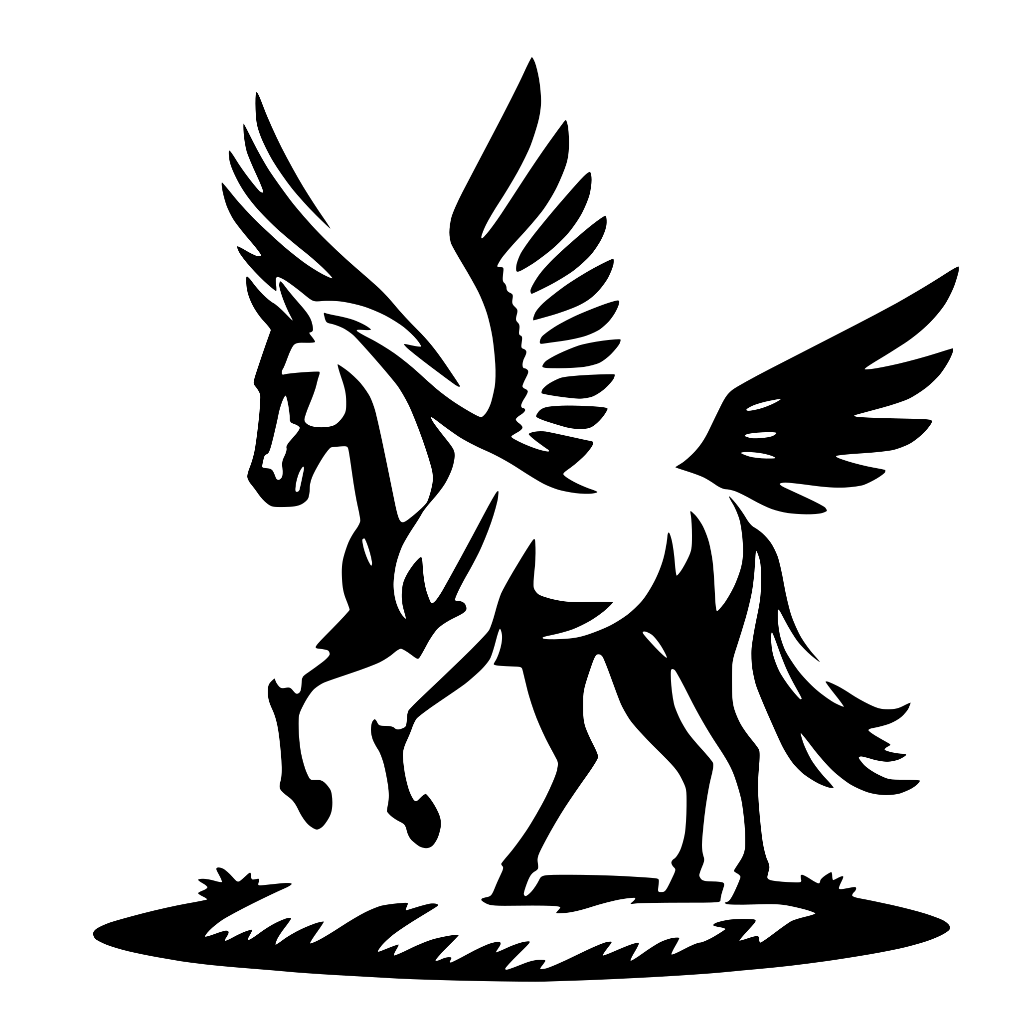 AI-generated SVG of 'pegasus in forest'