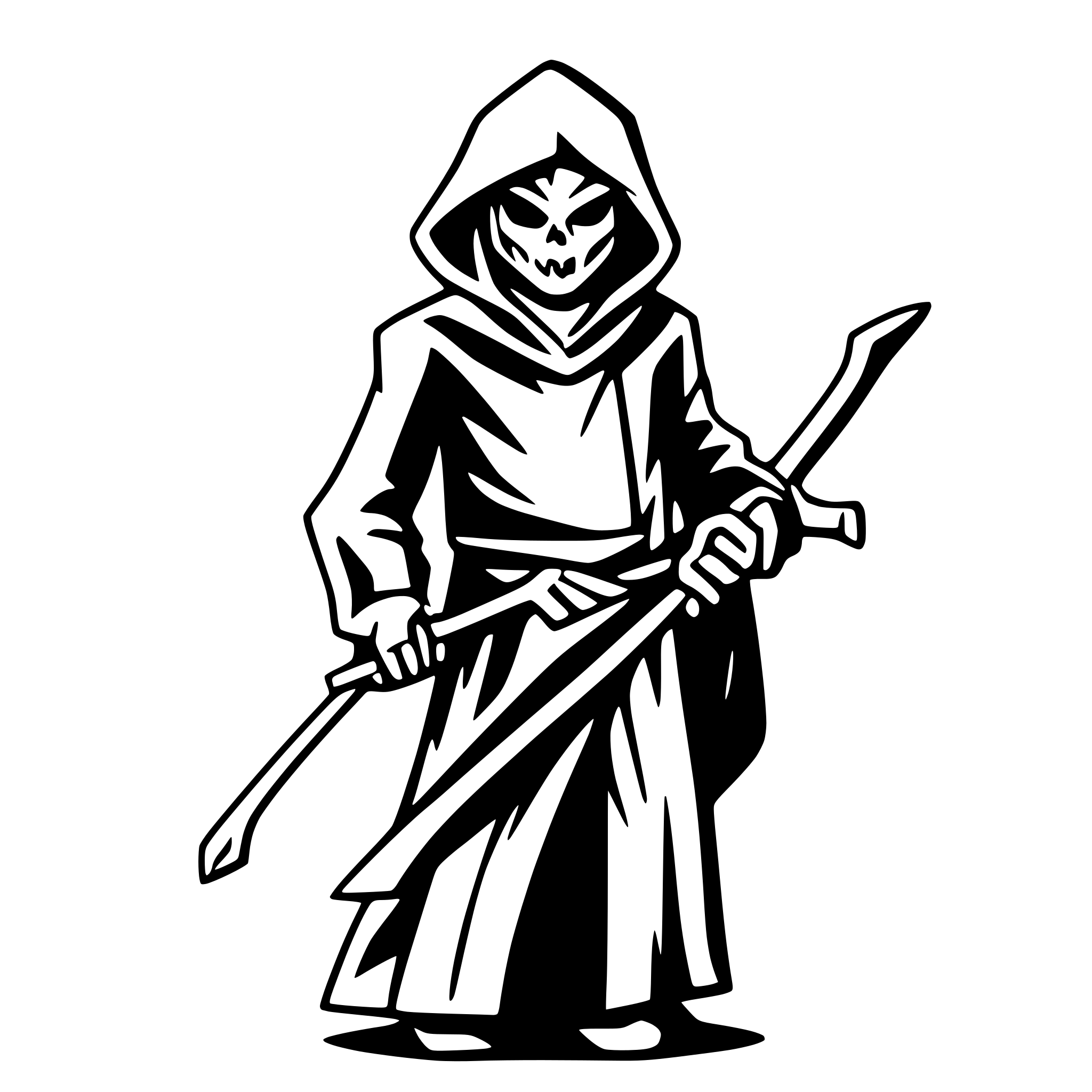 AI-generated SVG of 'Flying Grim Reaper with scythe'
