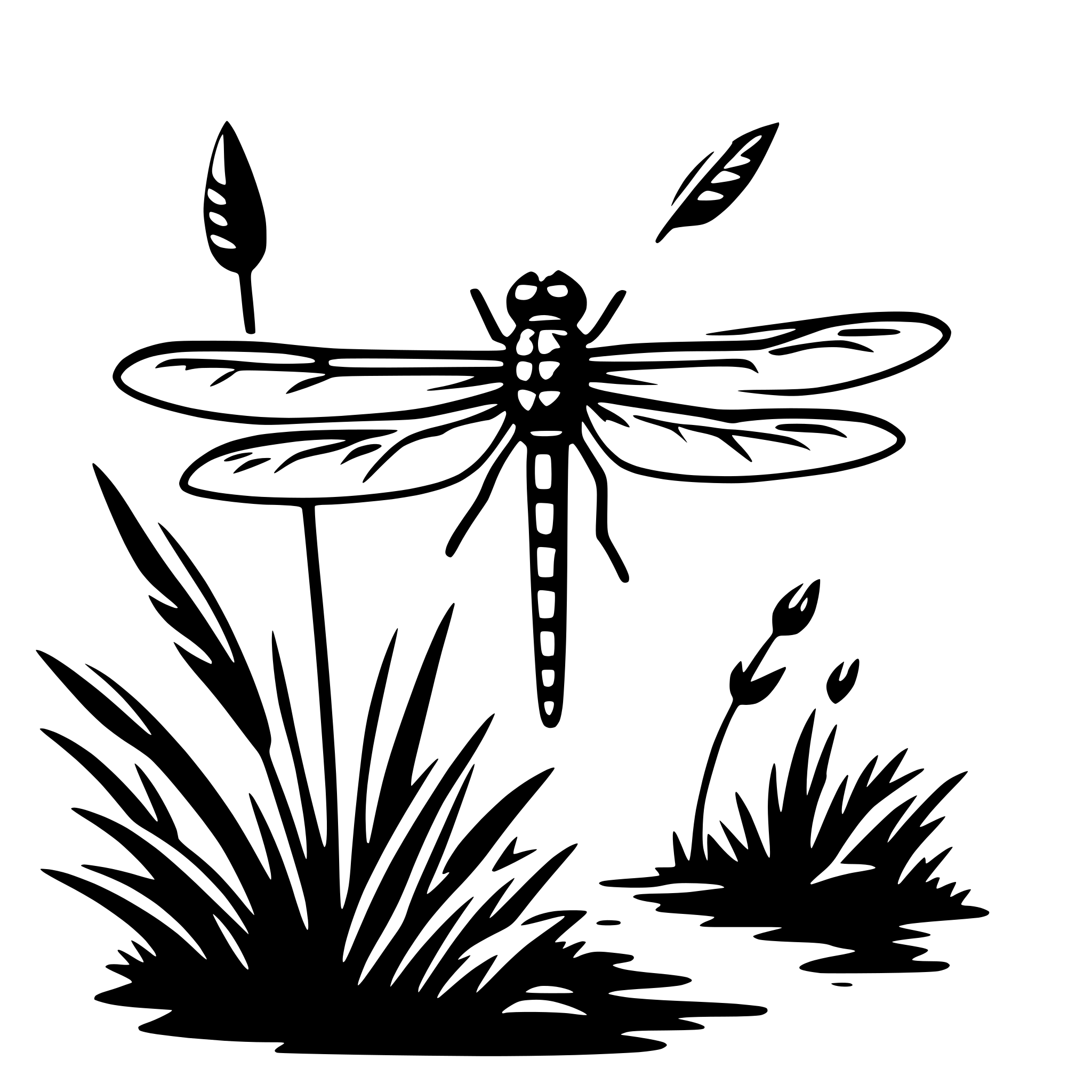 AI-generated SVG of a dragonfly and reeds