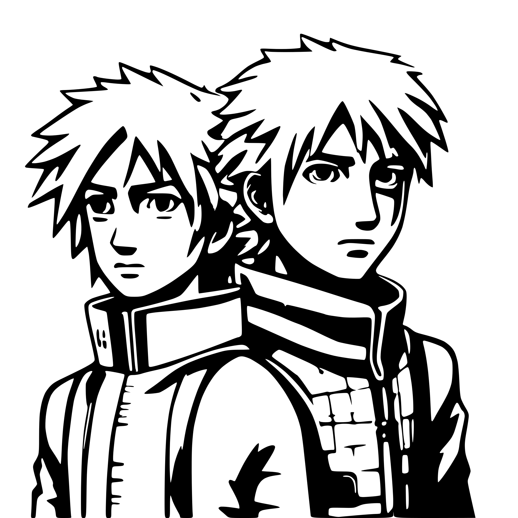 AI-generated SVG of a naruto and kakashi hatake comic style