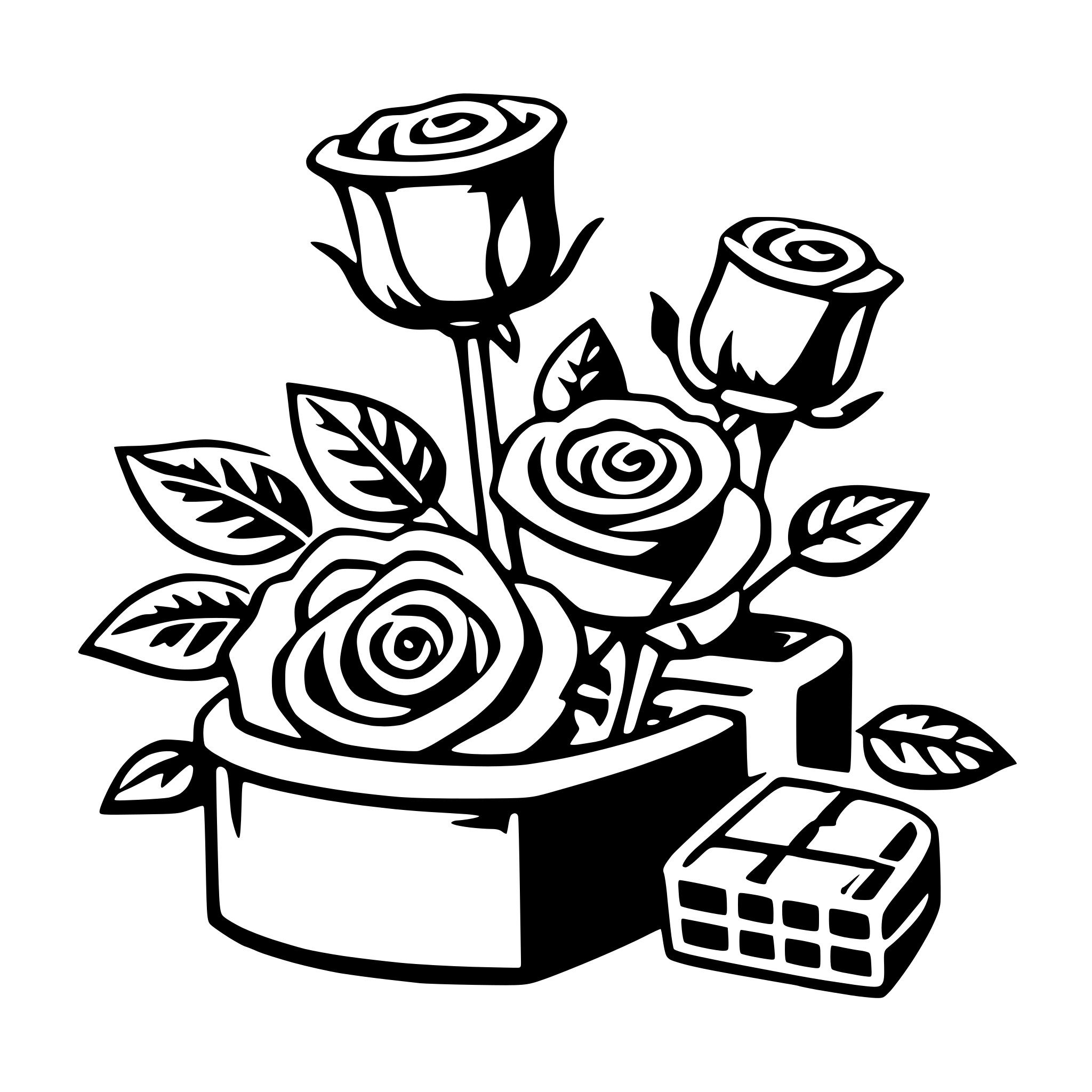 AI-generated SVG of 'roses and chocolates'