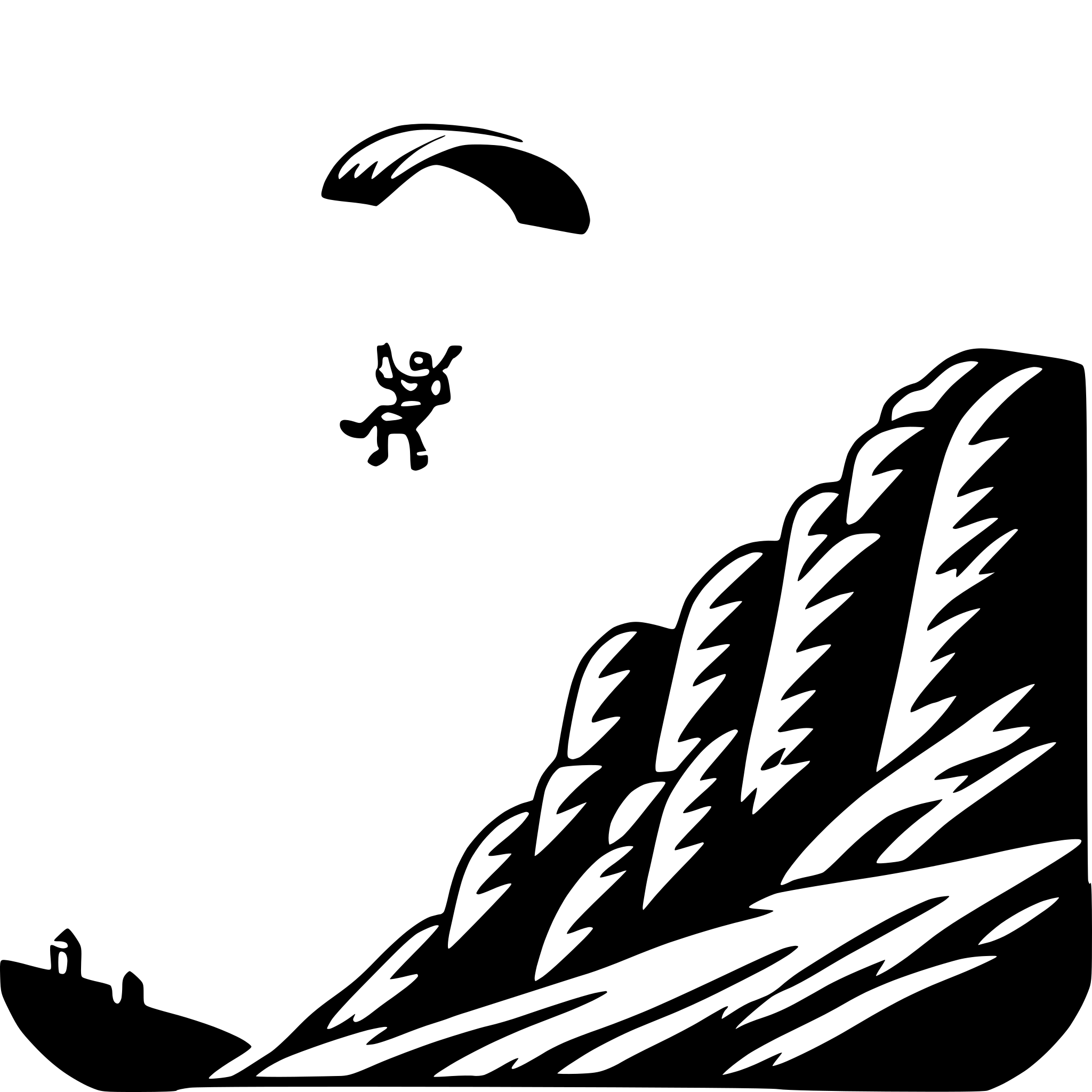 AI-generated SVG of a paragliding over cliffs
