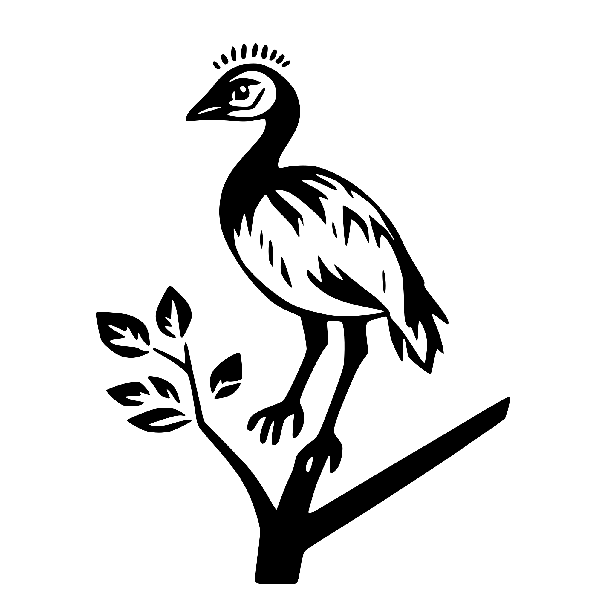 AI-generated SVG of 'peacock perched on a branch'