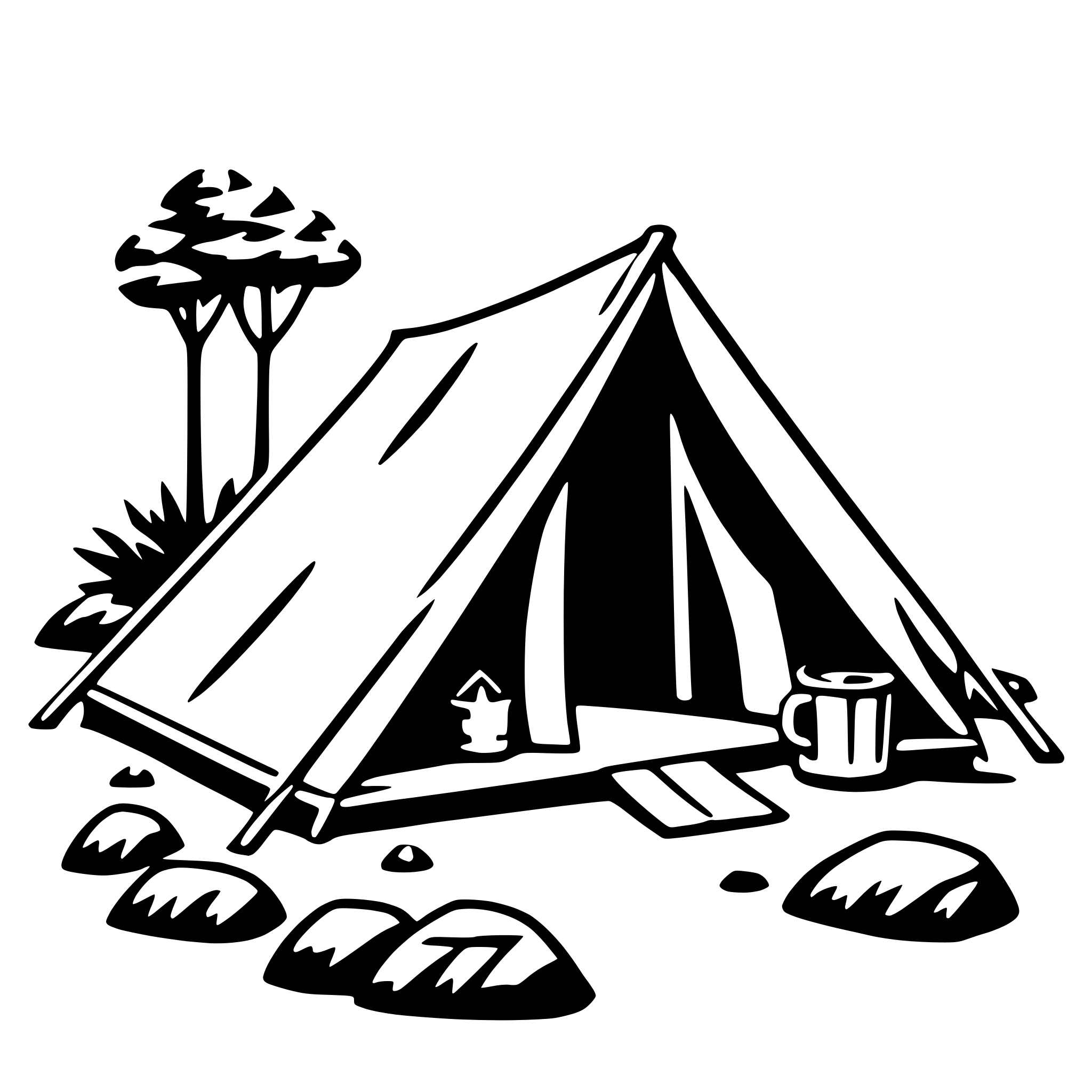 AI-generated SVG of a cliffside tent camping