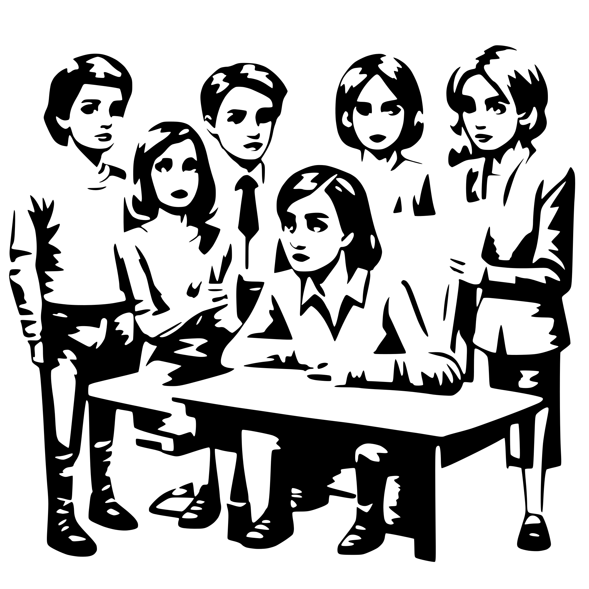 AI-generated SVG of a confused group of 14 people trying to learn something difficult