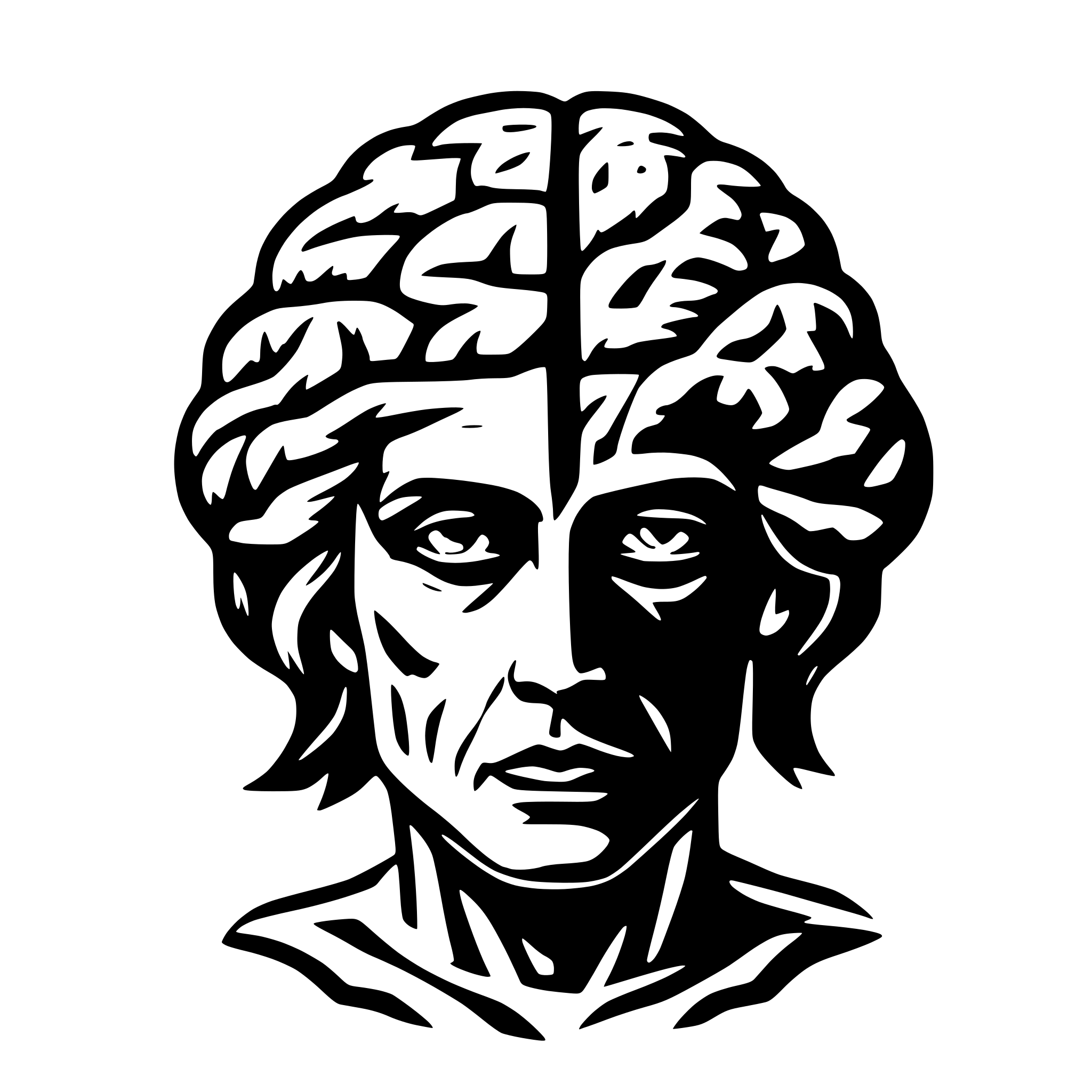 AI-generated SVG of a brain and lightning and god