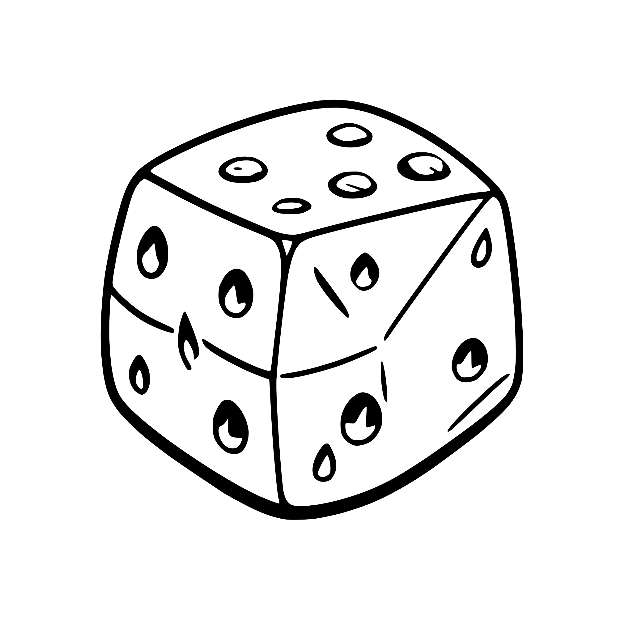 AI-generated SVG of a 5 6-sided dice