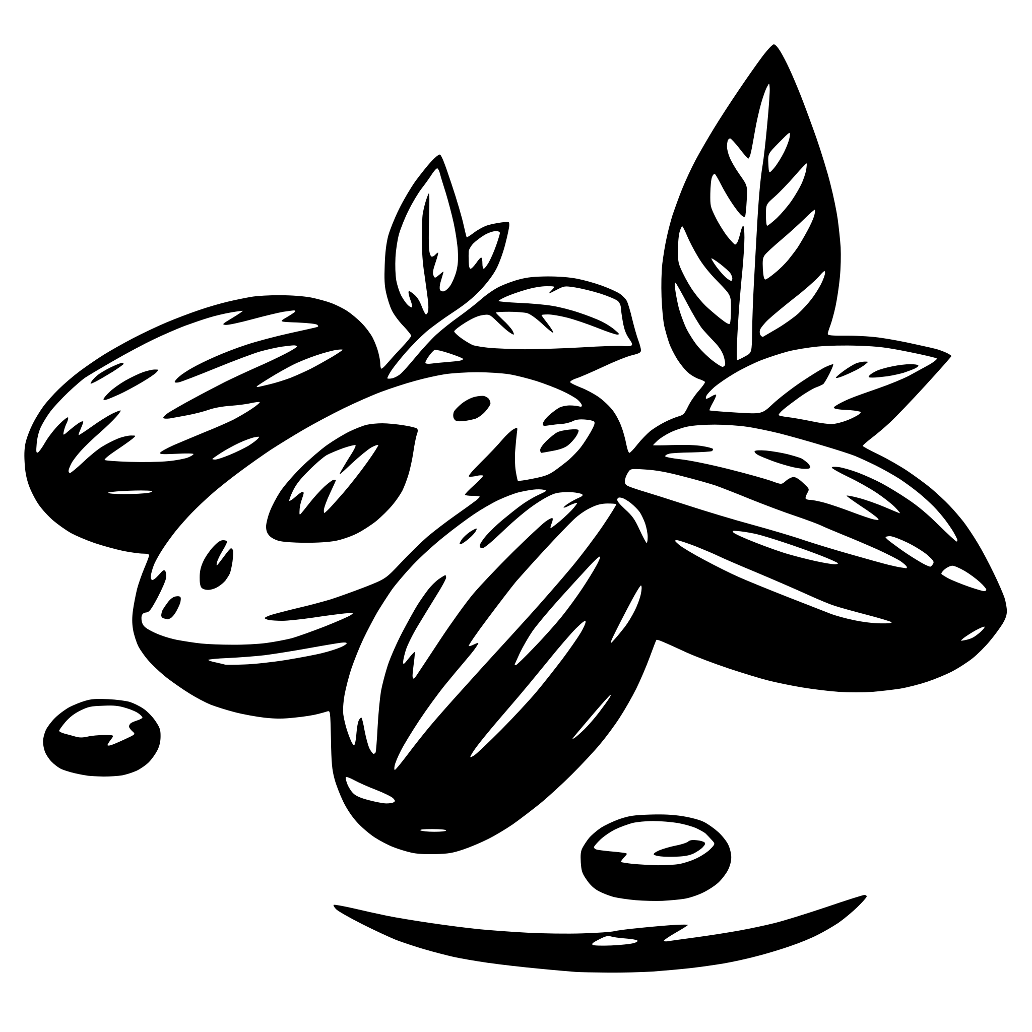 The SVG depicts a collection of acorns with a leaf on top, arranged in a circular pattern. The acorns are detailed with textures that suggest a rough, natural surface, and they are connected by a thin stem. The leaf on top is also detailed with veins and a smooth surface, and it appears to be slightly curled at the edges. The arrangement of the acorns and leaf creates a sense of unity and growth. 