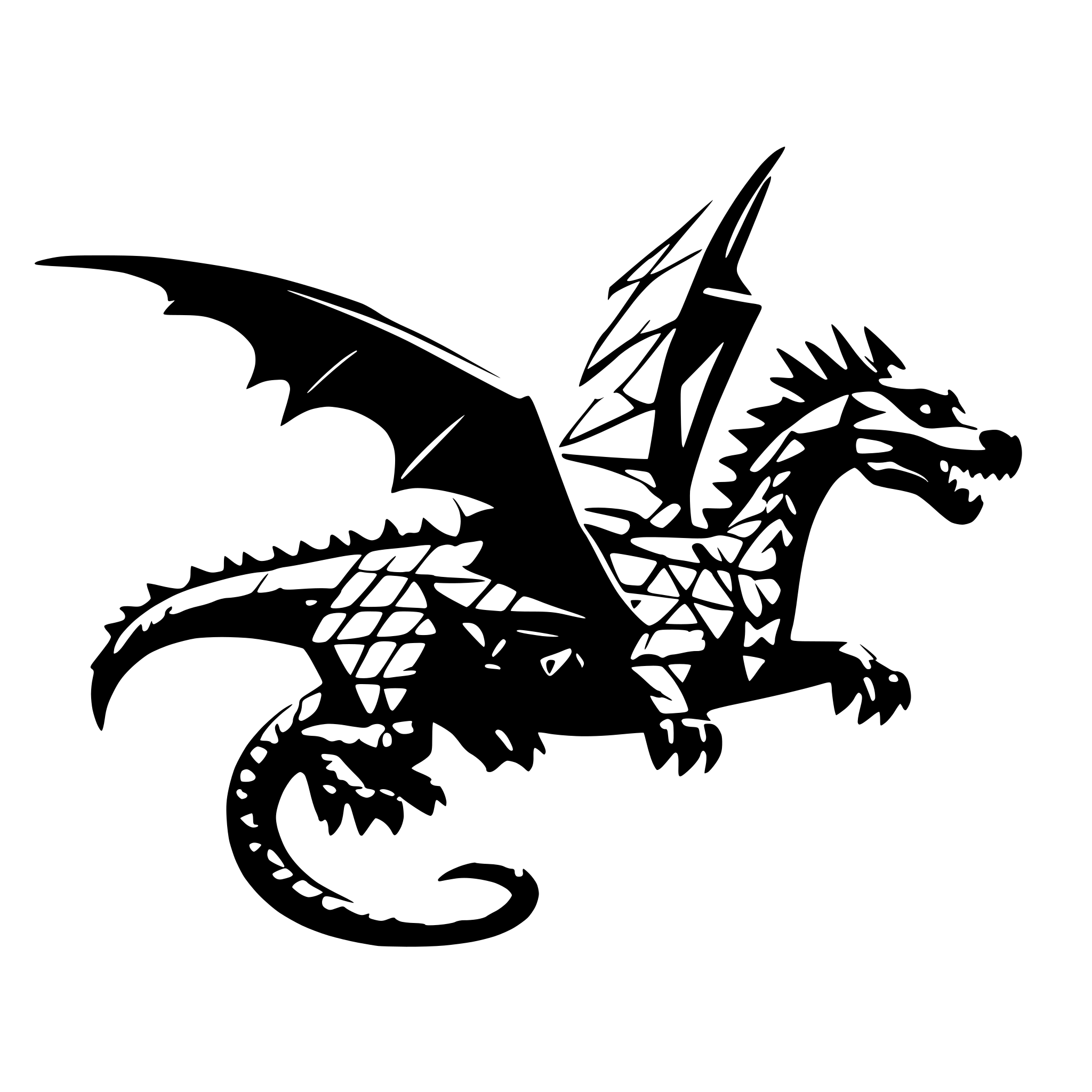 AI-generated SVG of a A whimsical dragon in flight, composed of geometric polygons and glowing accents. AI-generated SVG of a A whimsical dragon in flight, composed of geometric polygons and glowing accents.