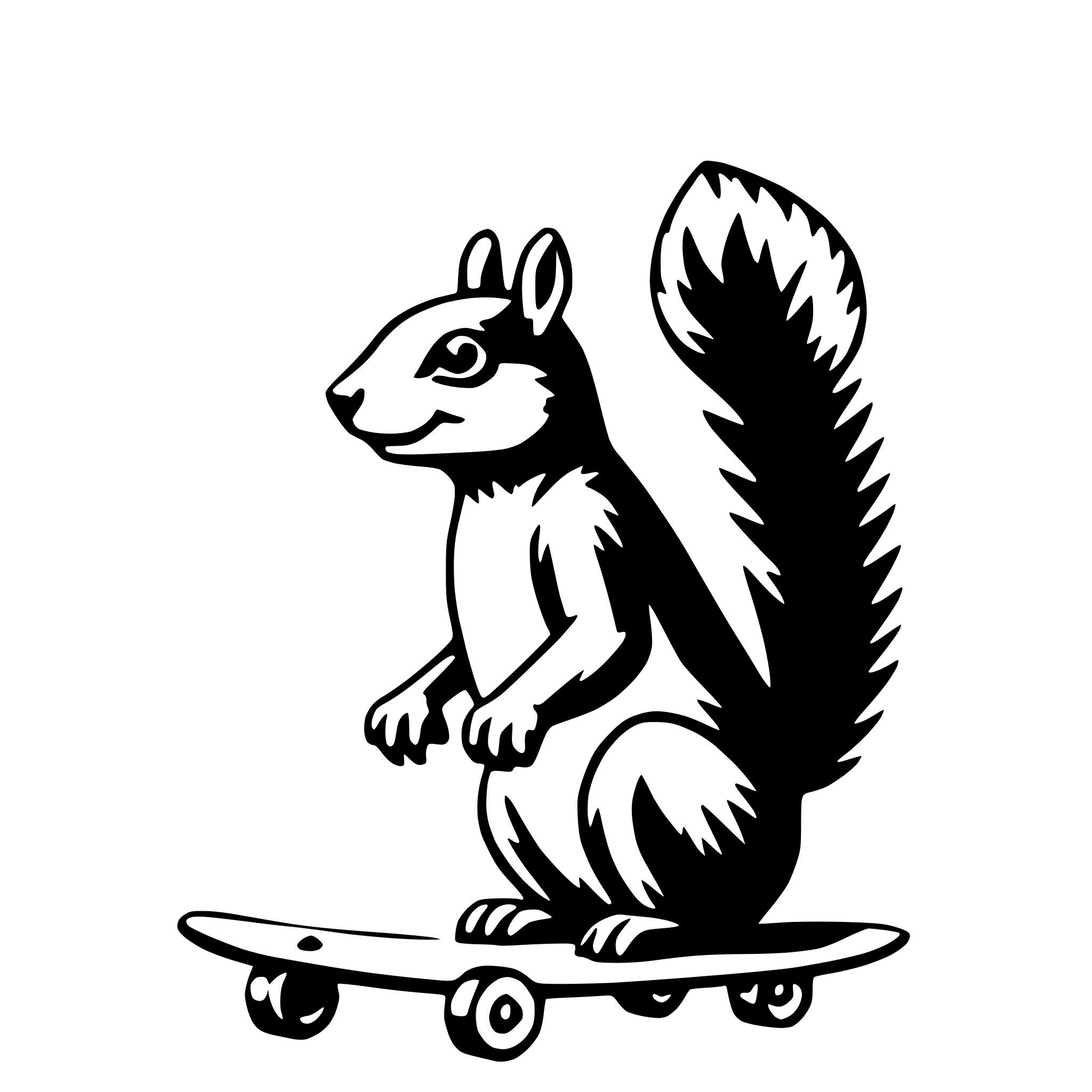 AI-generated SVG of a squirrel with skateboard