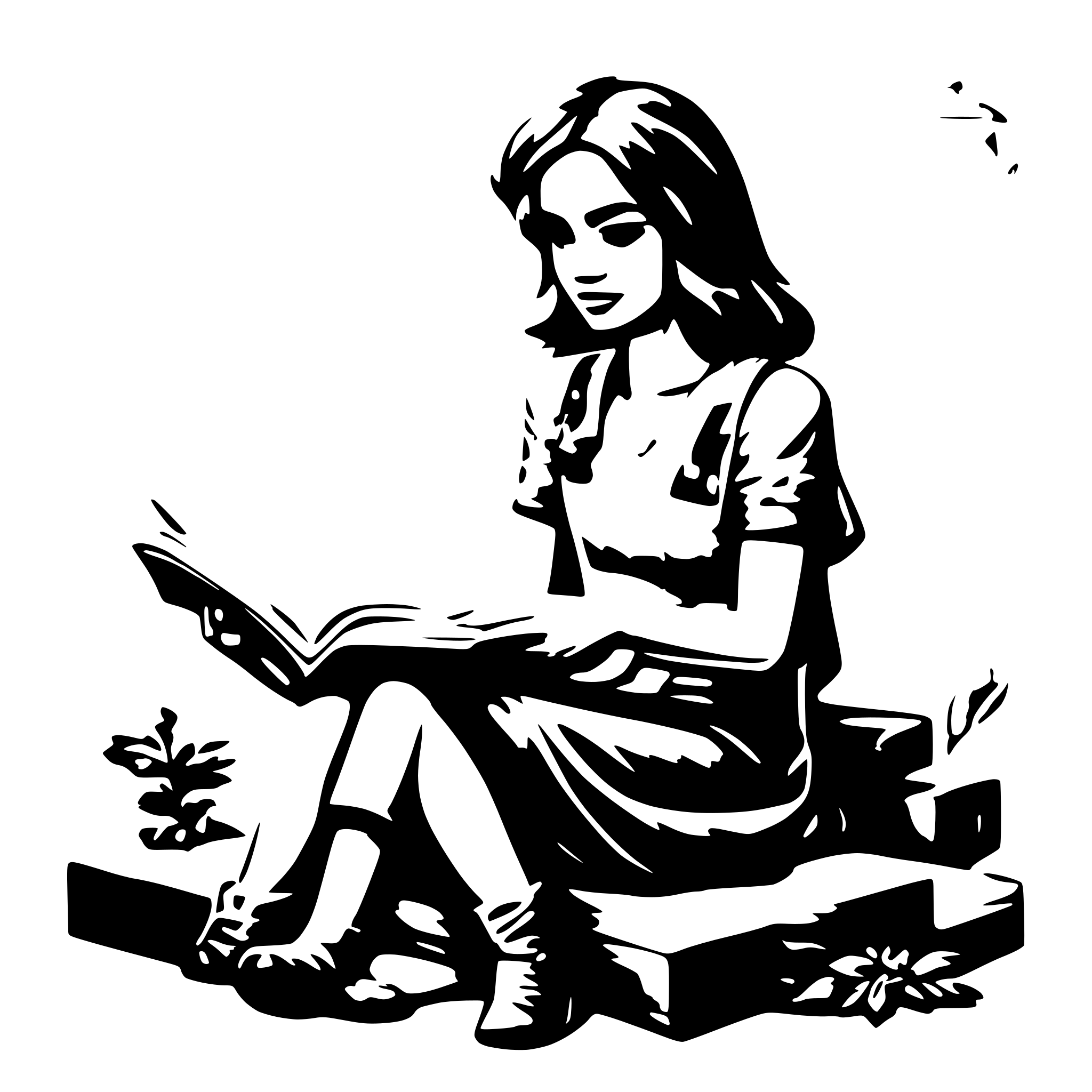 AI-generated SVG of 'Girl reading a book'
