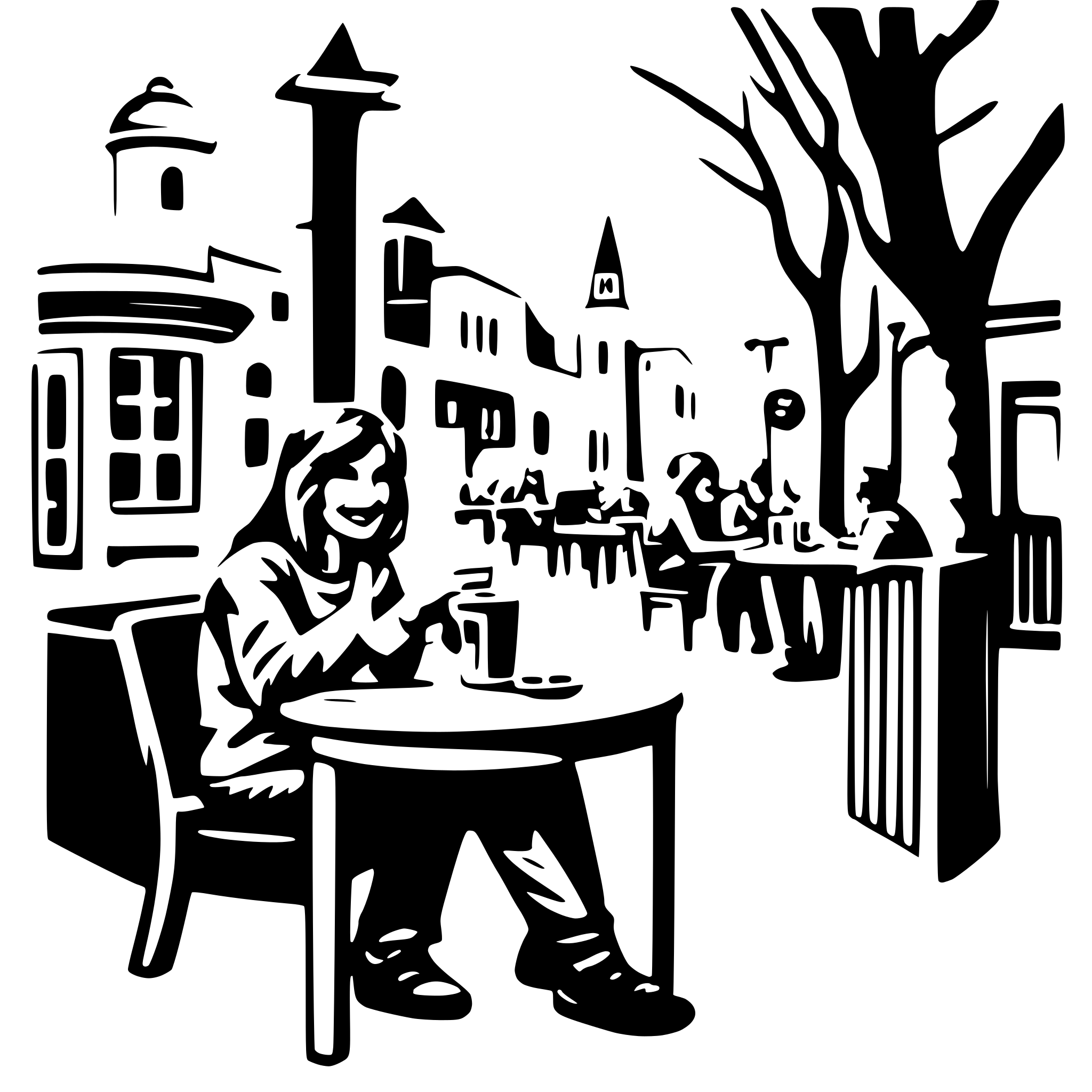 AI-generated SVG of 'global village coffeehouse marathon'