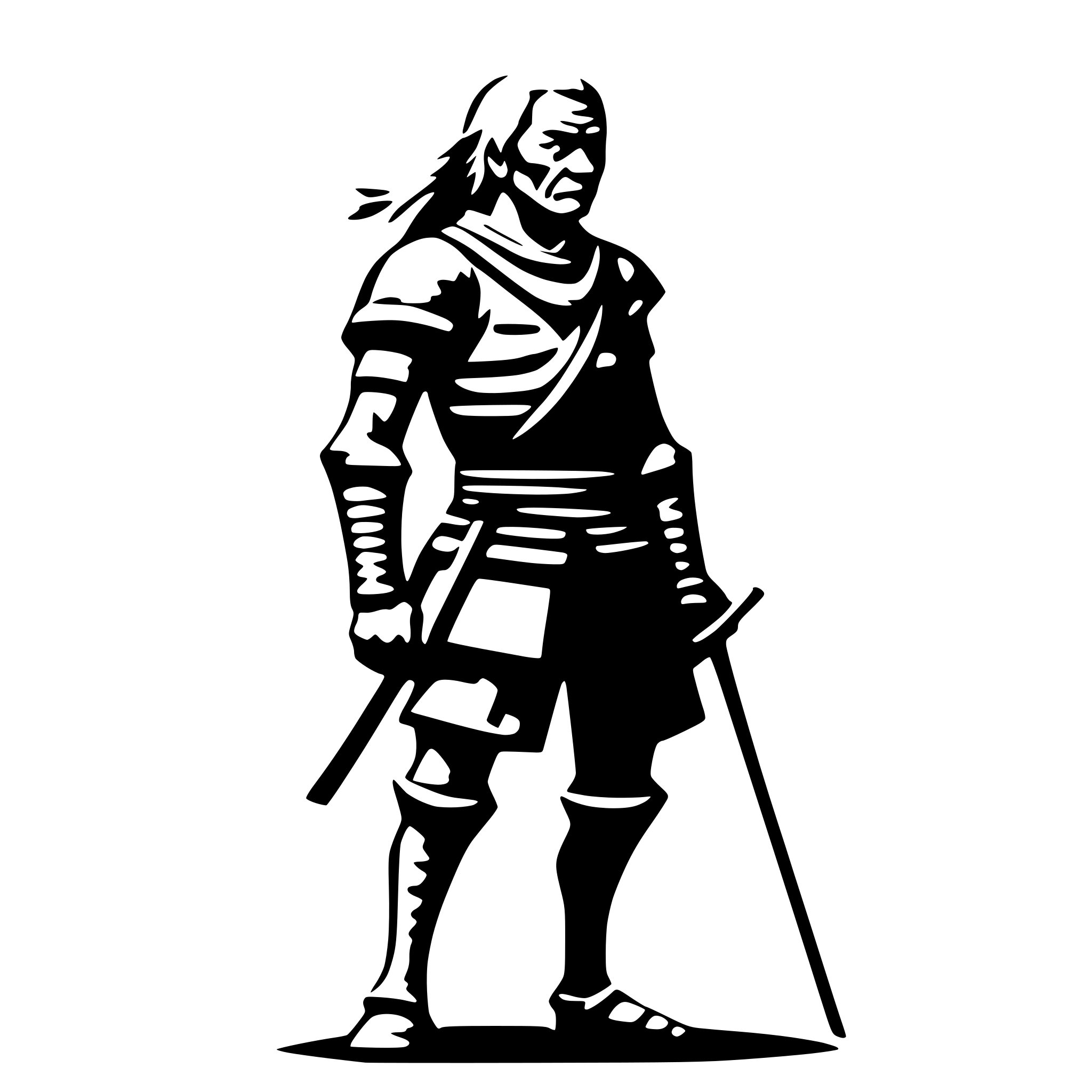 AI-generated SVG of a old samurai, side view, nostalgic