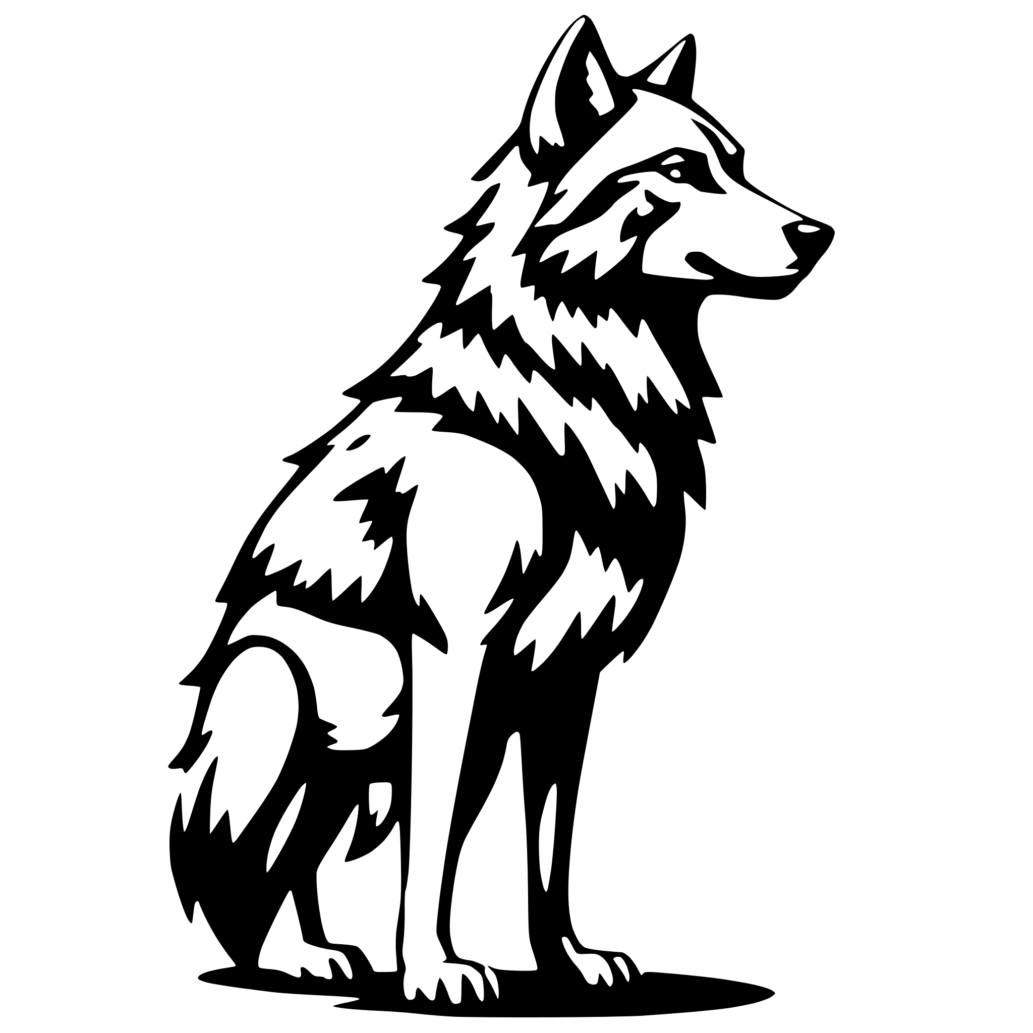 AI-generated SVG of 'proud wolf, side view, nostalgic'