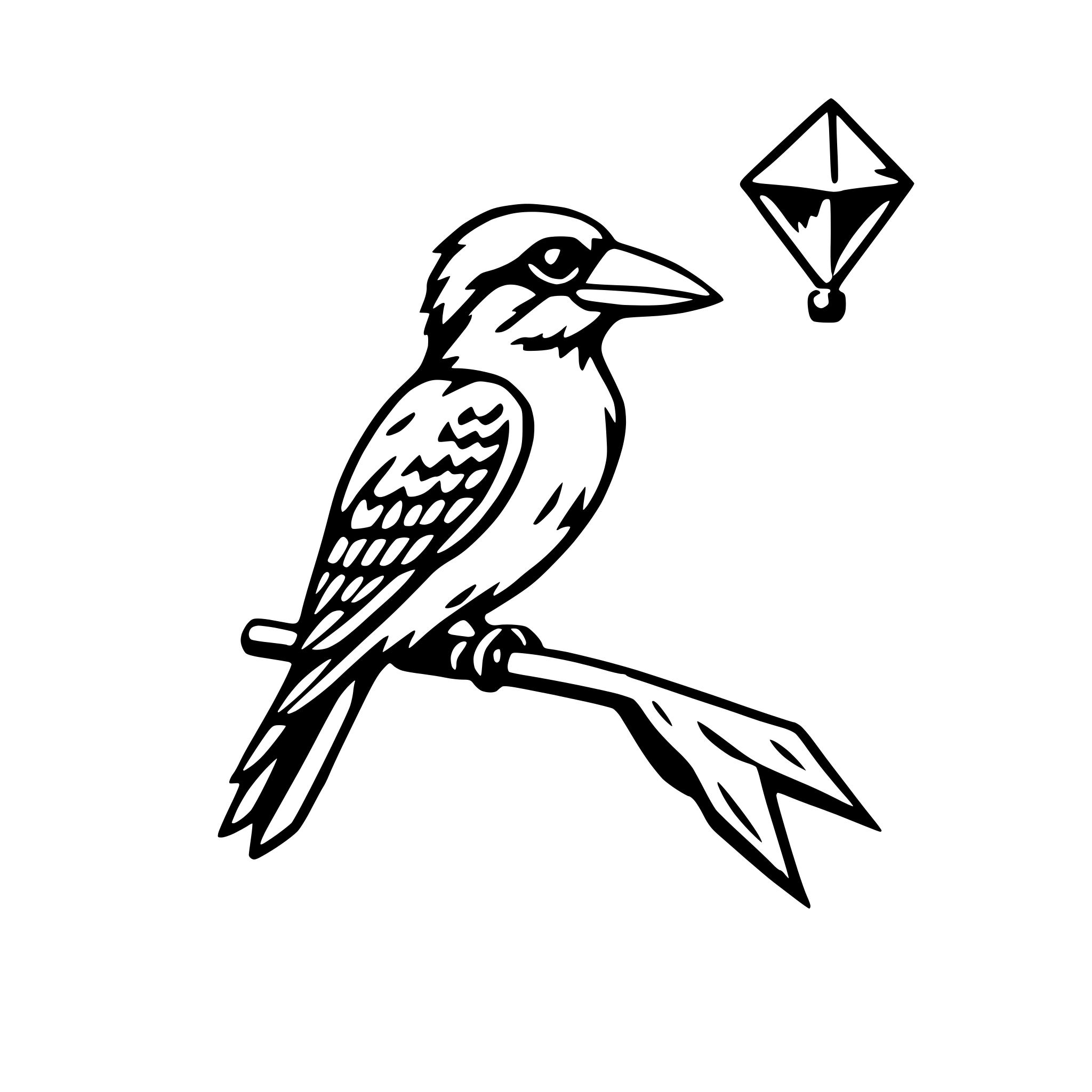 AI-generated SVG of a kookaburra with kite