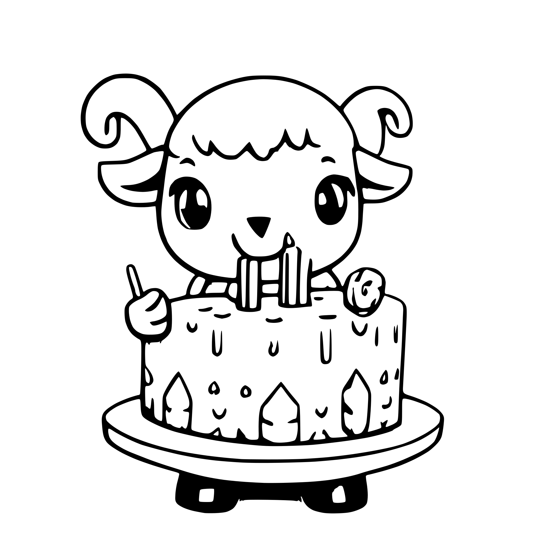 AI-generated SVG of a a cute sheep celebrating holding a birthday cake