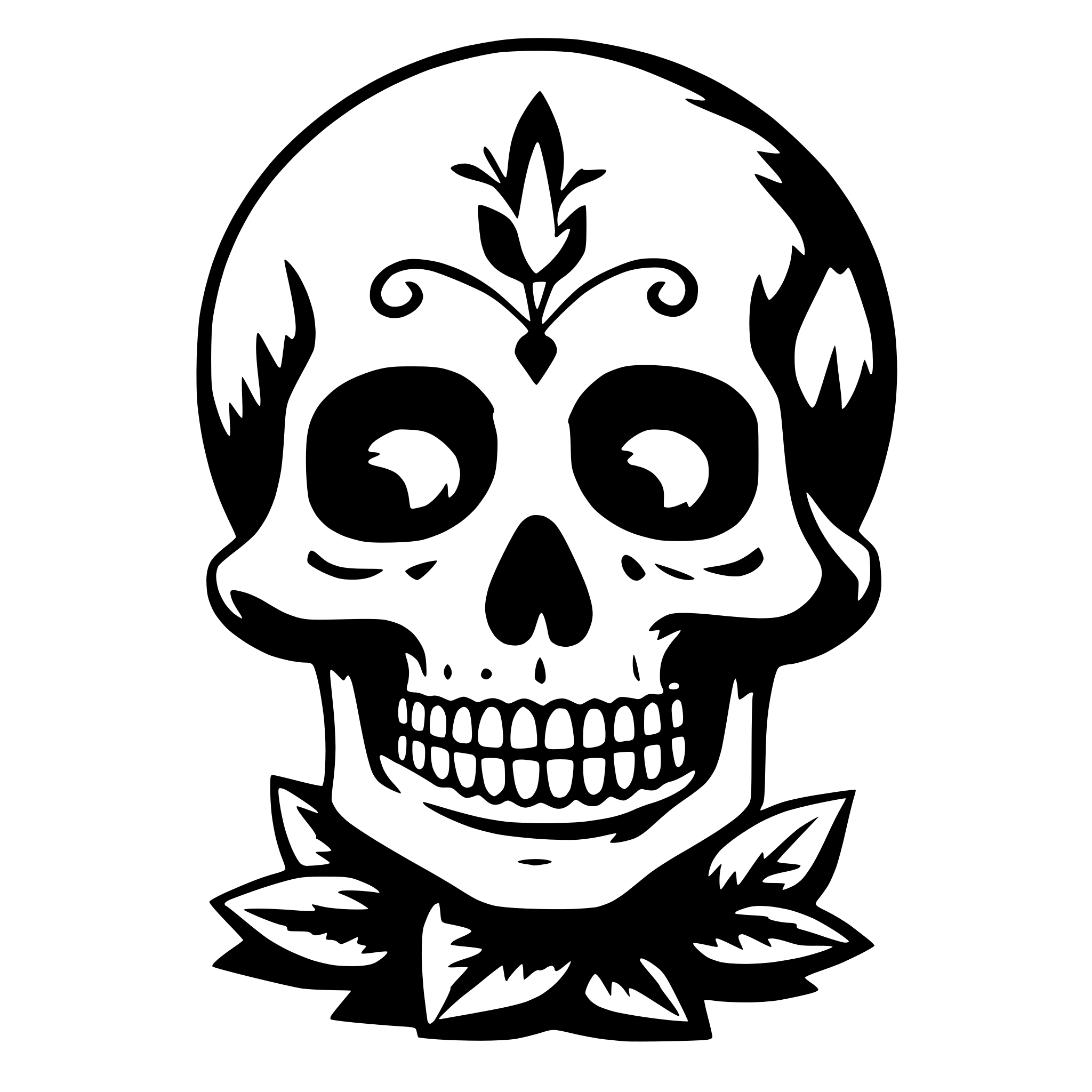 AI-generated SVG of a Flowers on the top of the skull