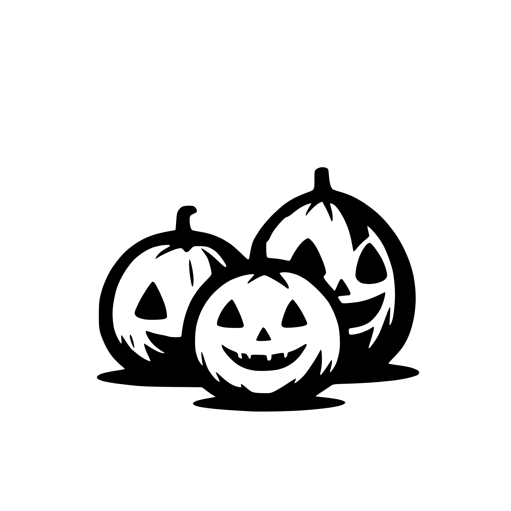 AI-generated SVG of a three funny halloween pumpkins