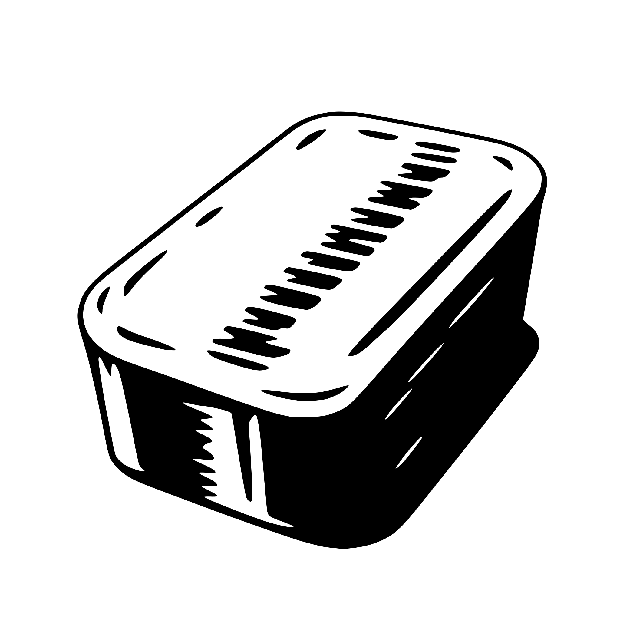 The SVG shows a simple, stylized representation of a rectangular box with a series of horizontal lines across its top surface, suggesting a textured or patterned design. The box appears to be a three-dimensional object with a flat top and bottom, and it is set against a plain background. There is no interaction between objects as the SVG is static and does not depict any actions or movements. 