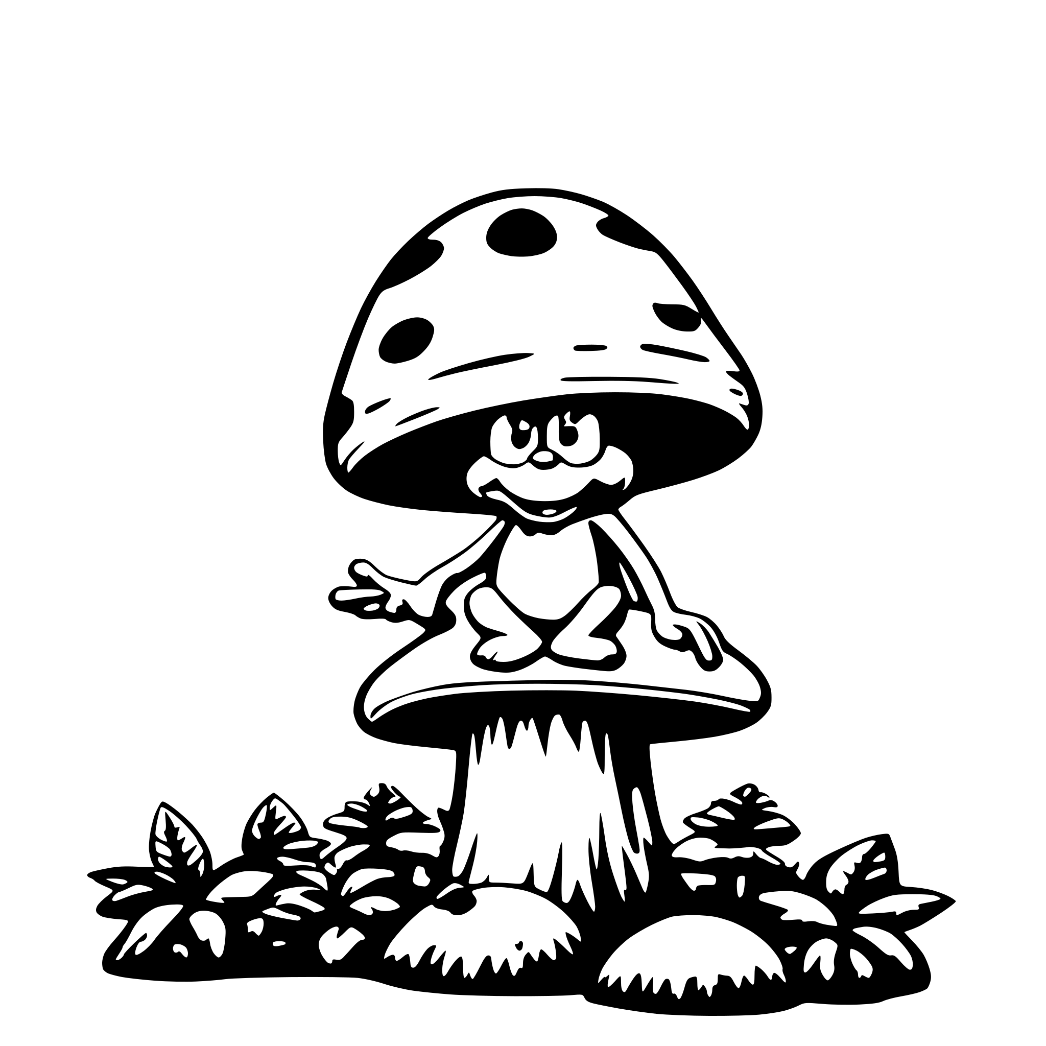 AI-generated SVG of a stoner smurf on magic mushroom
