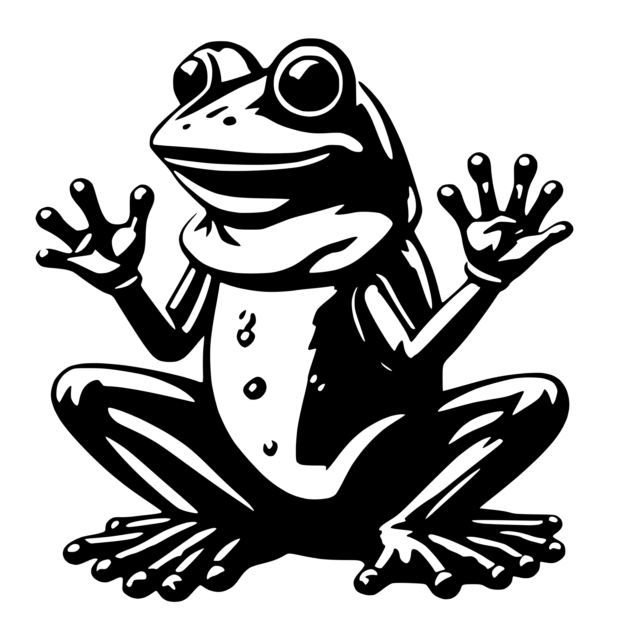 AI-generated SVG of 'frog that has 5 hands'