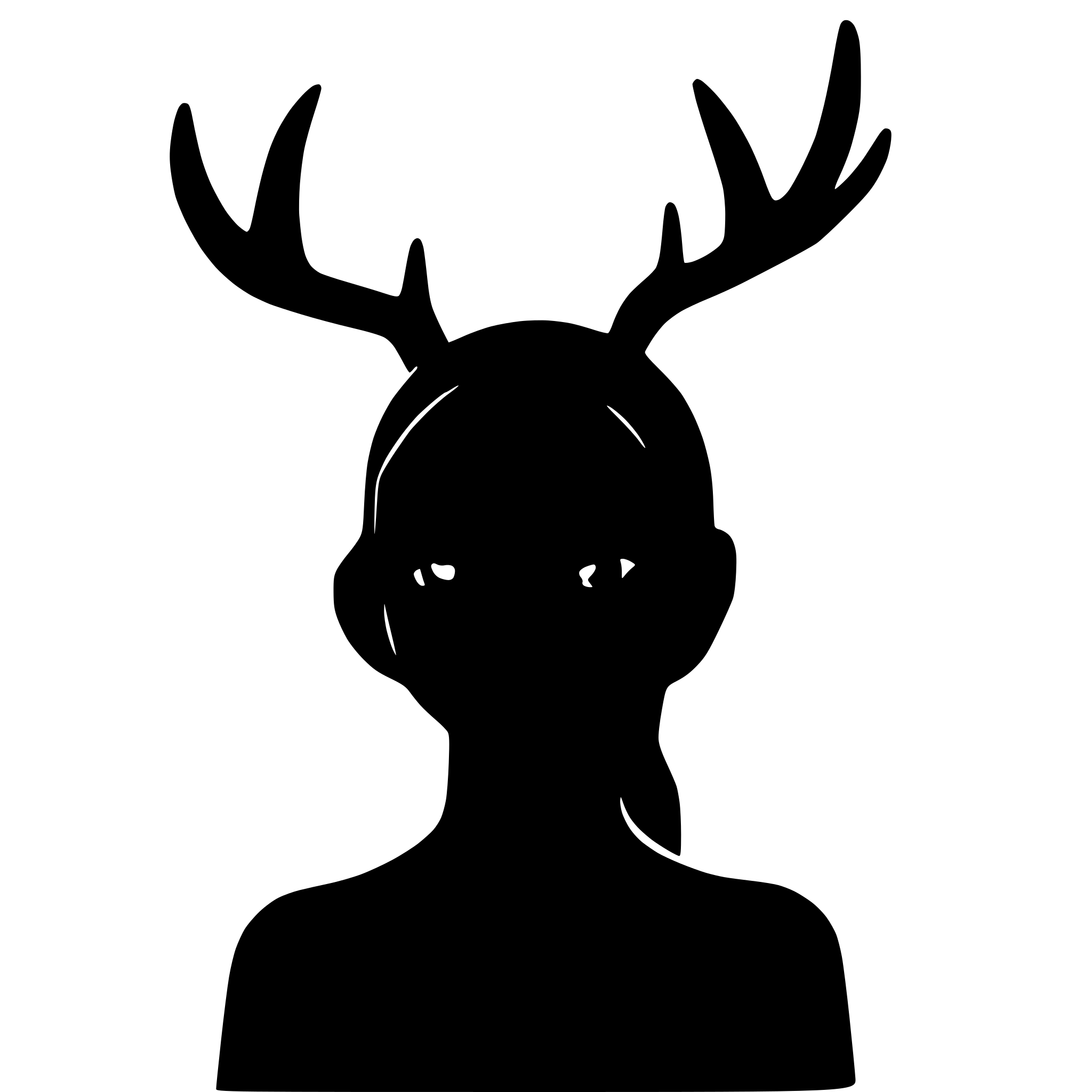 AI-generated SVG of a female head and shoulders silhouette with antler