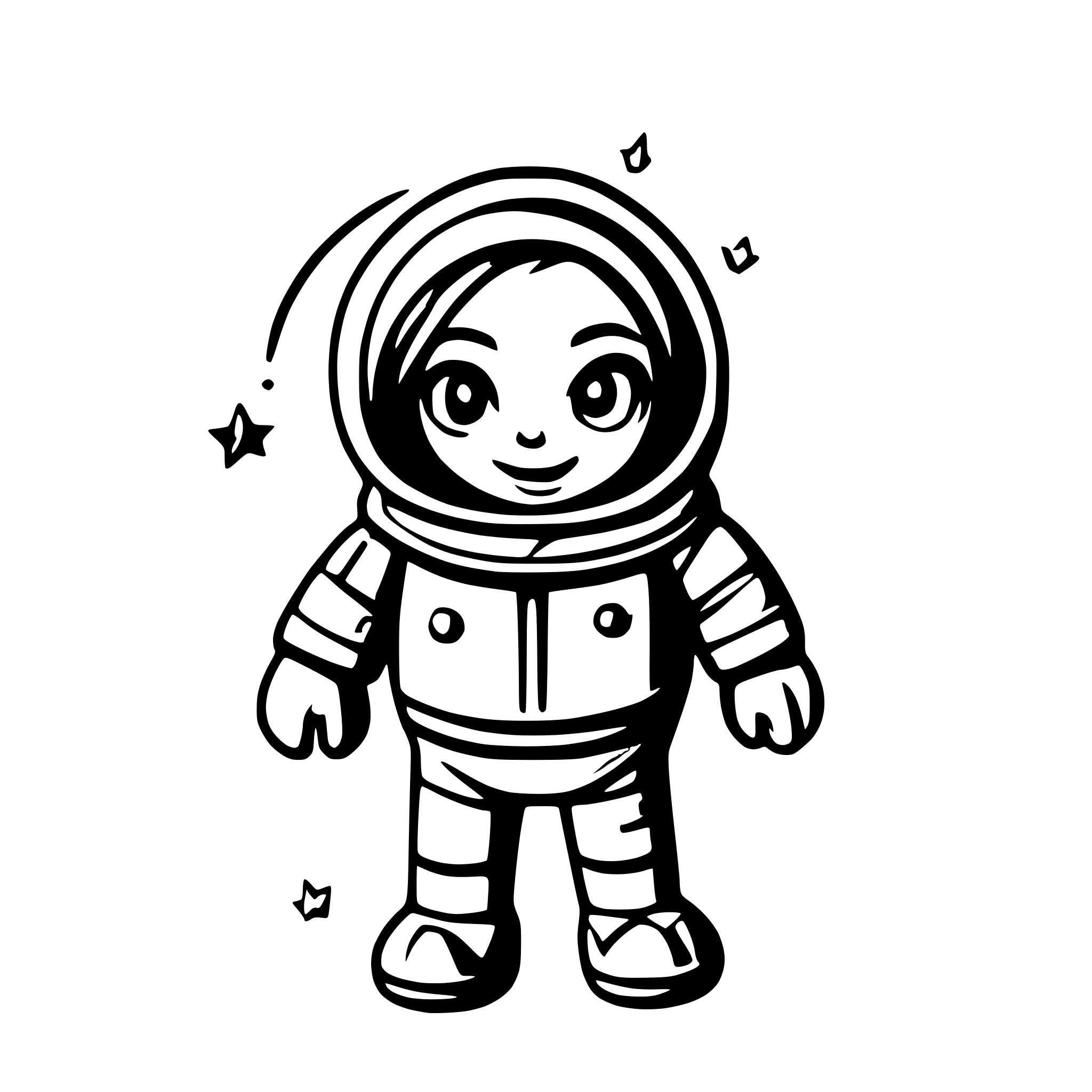 AI-generated SVG of a astronaut floating between stars