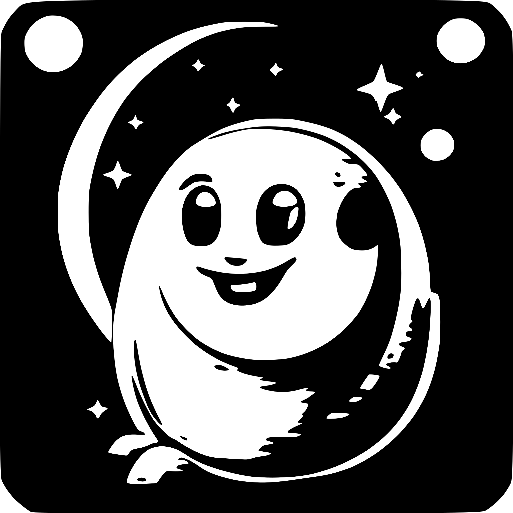 AI-generated SVG of a moon character like duolingo purple
