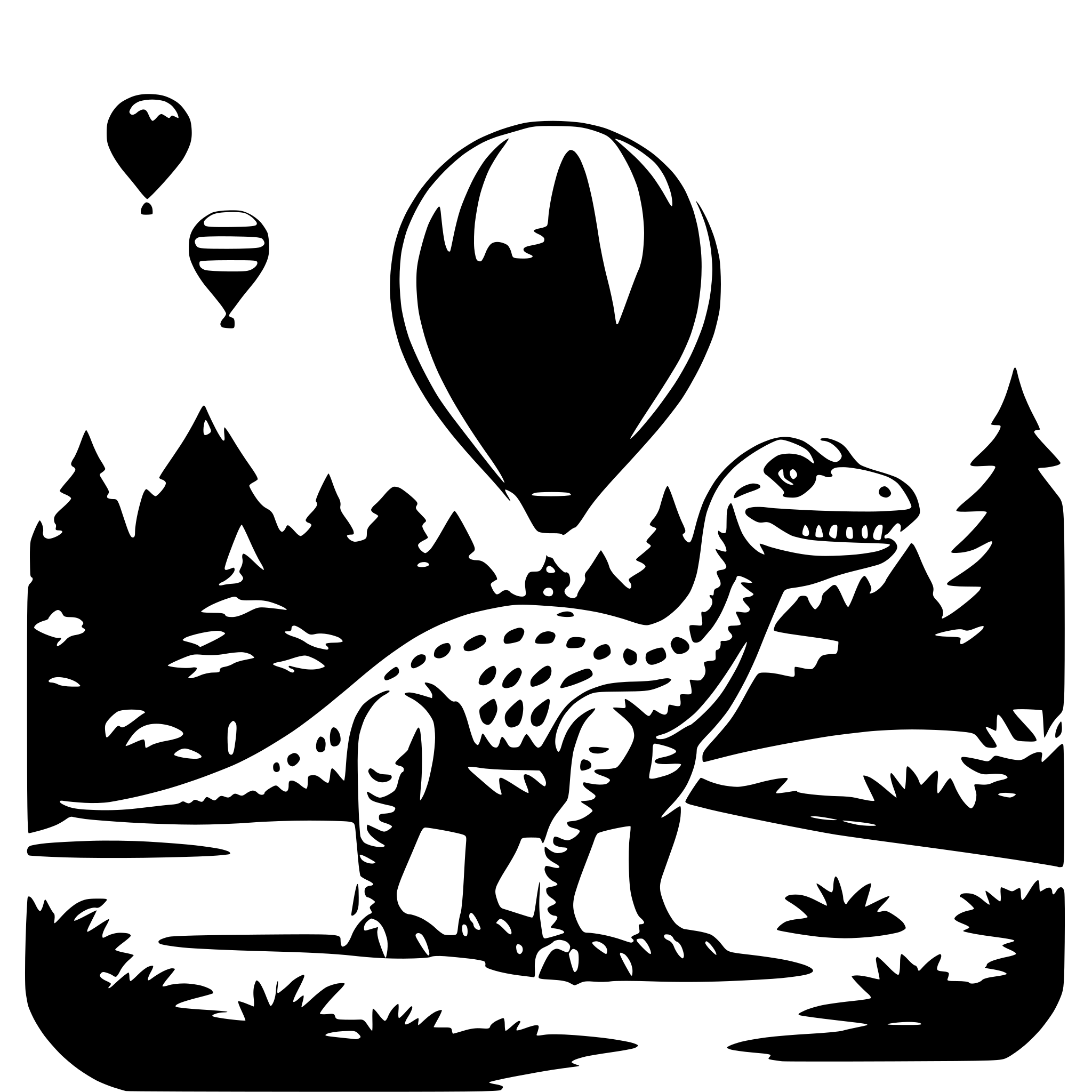 AI-generated SVG of 'dionosaur with a luftbaloon'