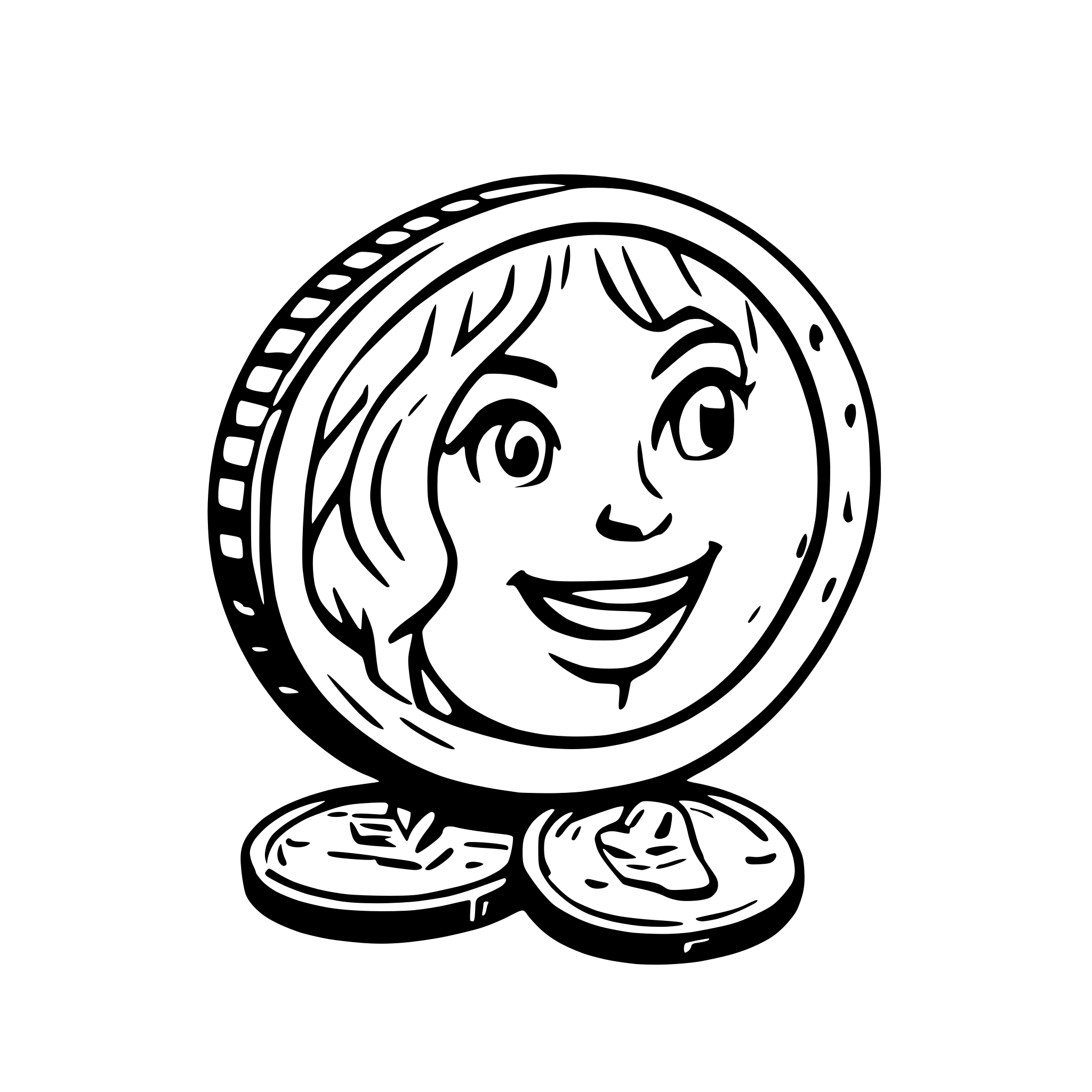 AI-generated SVG of a cartoon style, coin trade, transparent background, in blue color