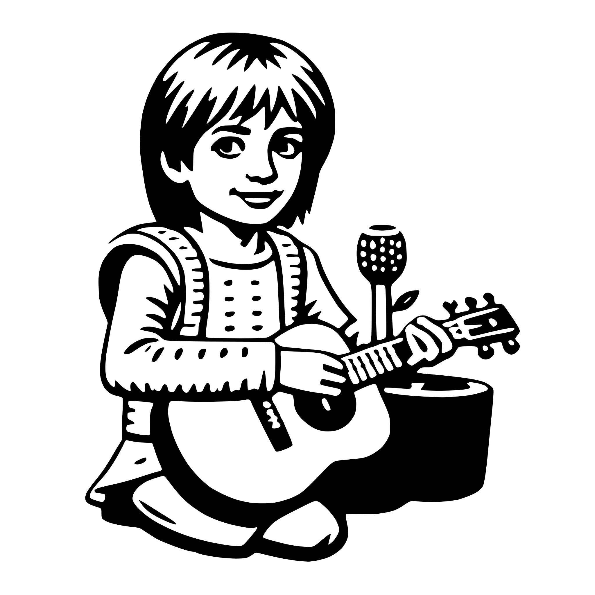 AI-generated SVG of a urchin with ukulele