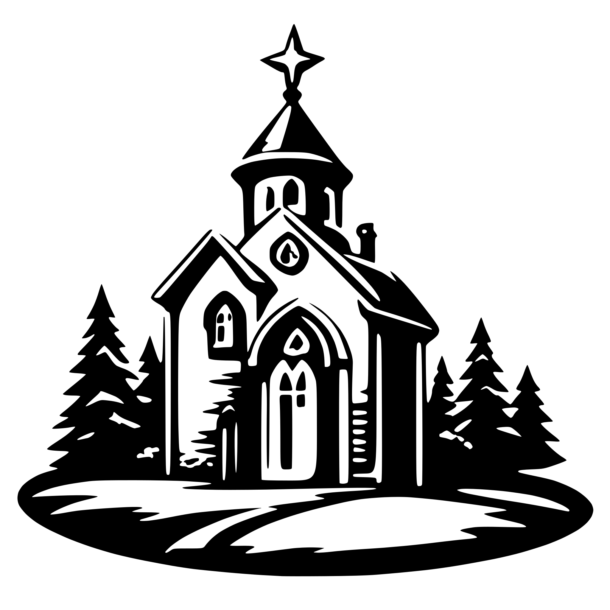 AI-generated SVG of 'star christmas logo church'