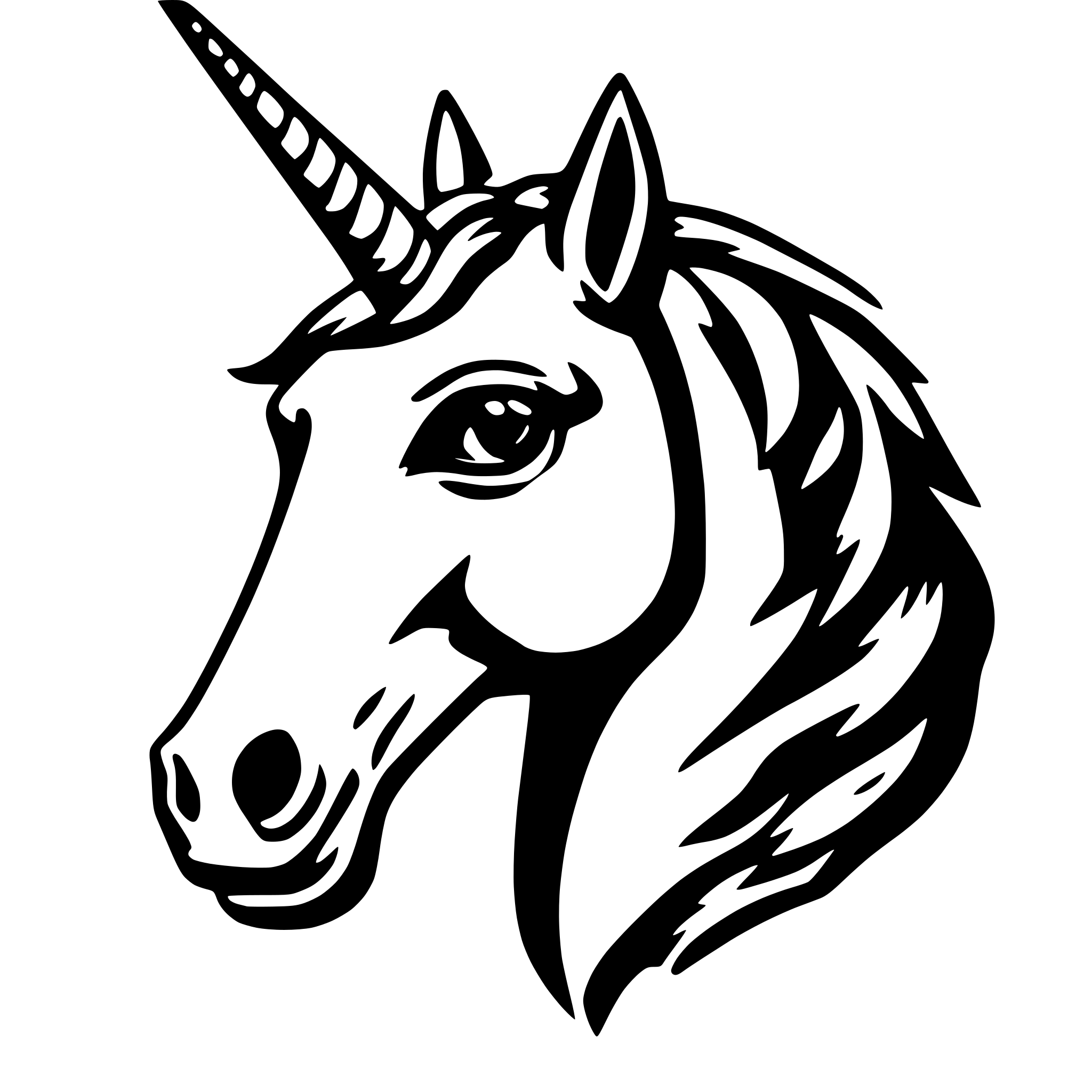 AI-generated SVG of a unicorn head