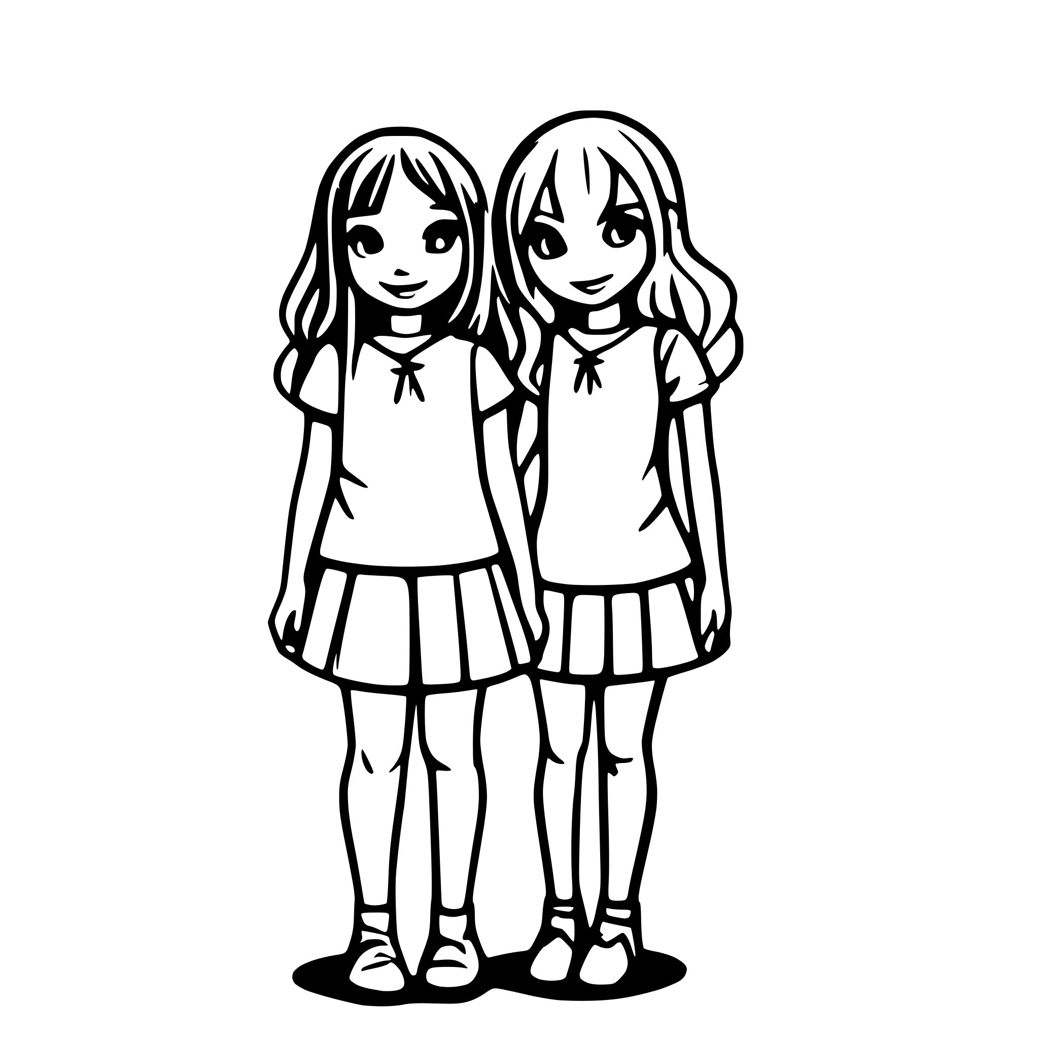 AI-generated SVG of a girls and boys forming a line and holding hands