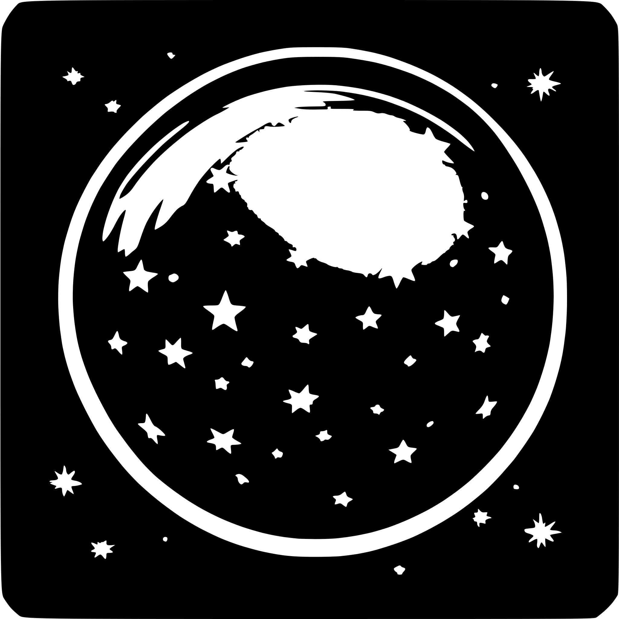 AI-generated SVG of '"A dark blue sphere with starry patterns. Toon Shader with glowing stars and cosmic dust swirling around it, giving a space-like, mystical effect."'